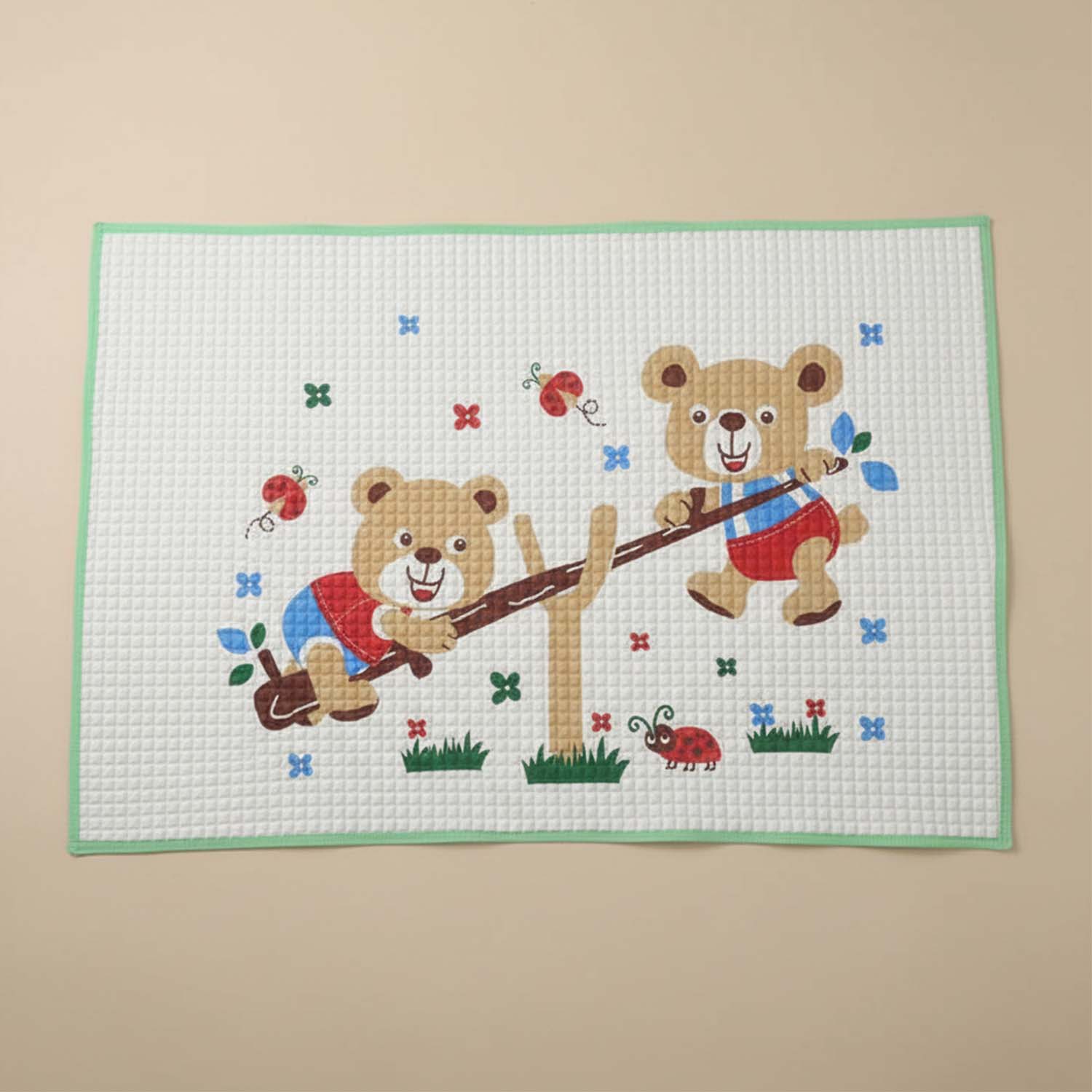 Baby Moo Teddy Seesaw Garden Air Filled Waterproof Massage Mat - Green