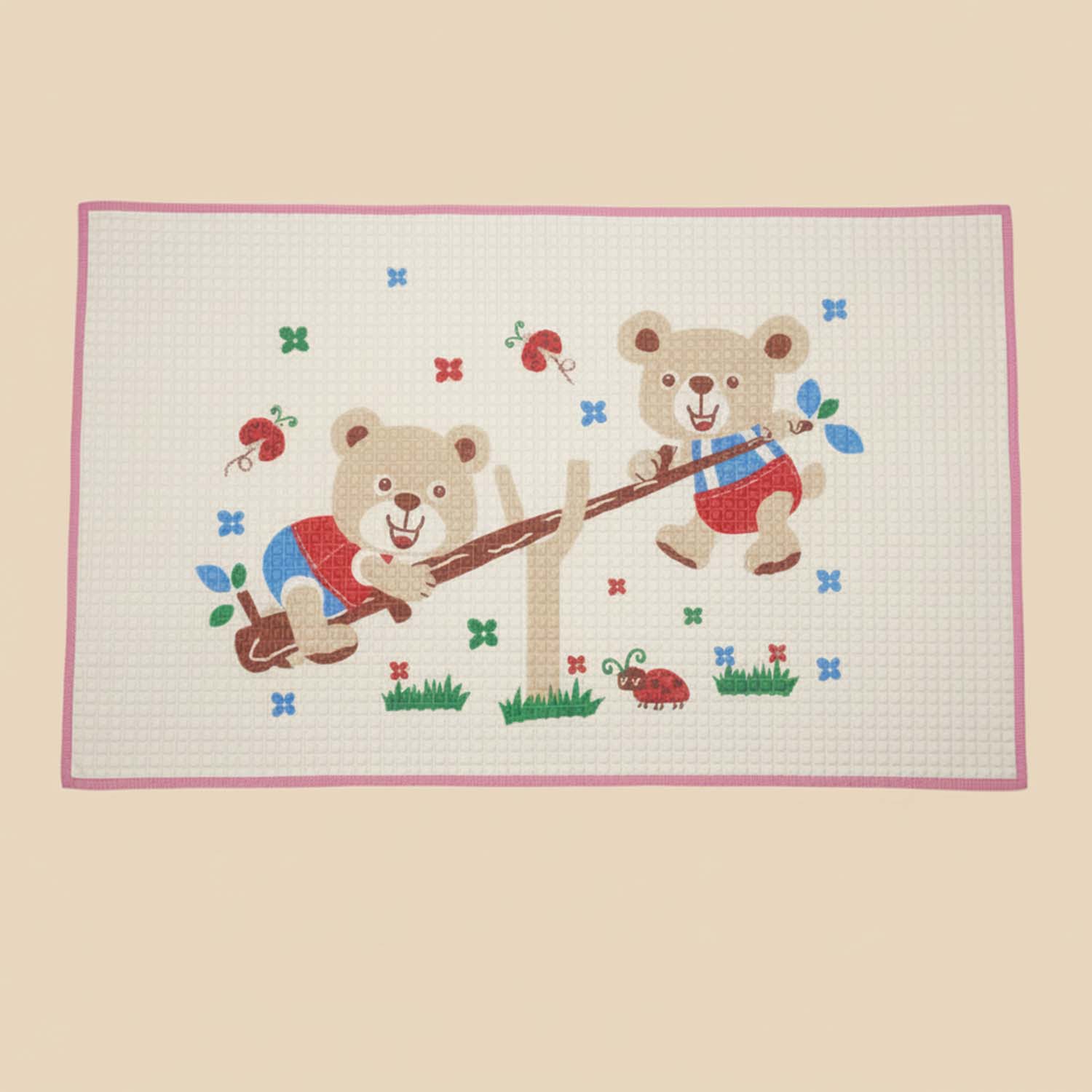 Baby Moo Teddy Seesaw Garden Air Filled Waterproof Massage Mat - Pink