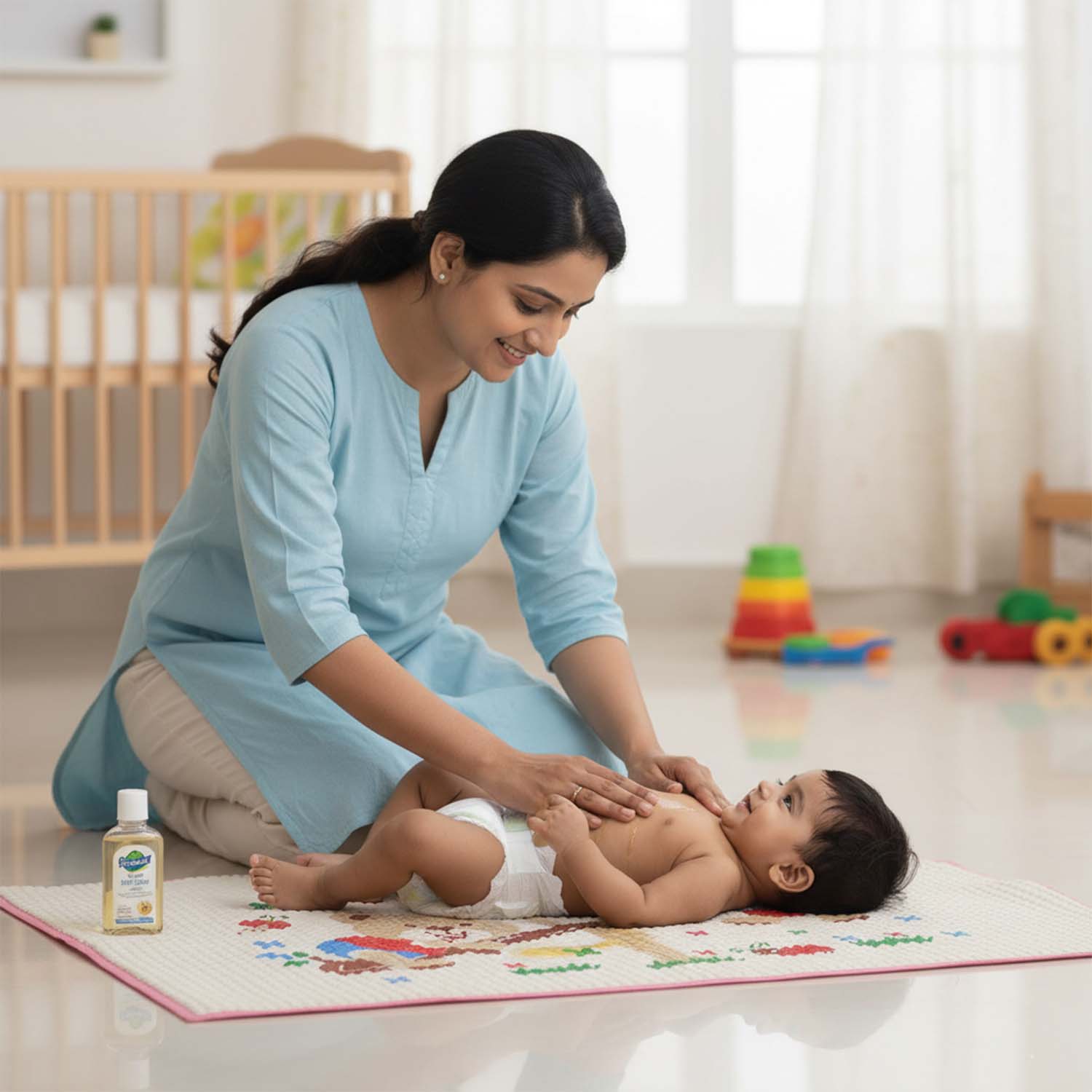 Baby Moo Teddy Seesaw Garden Air Filled Waterproof Massage Mat - Pink