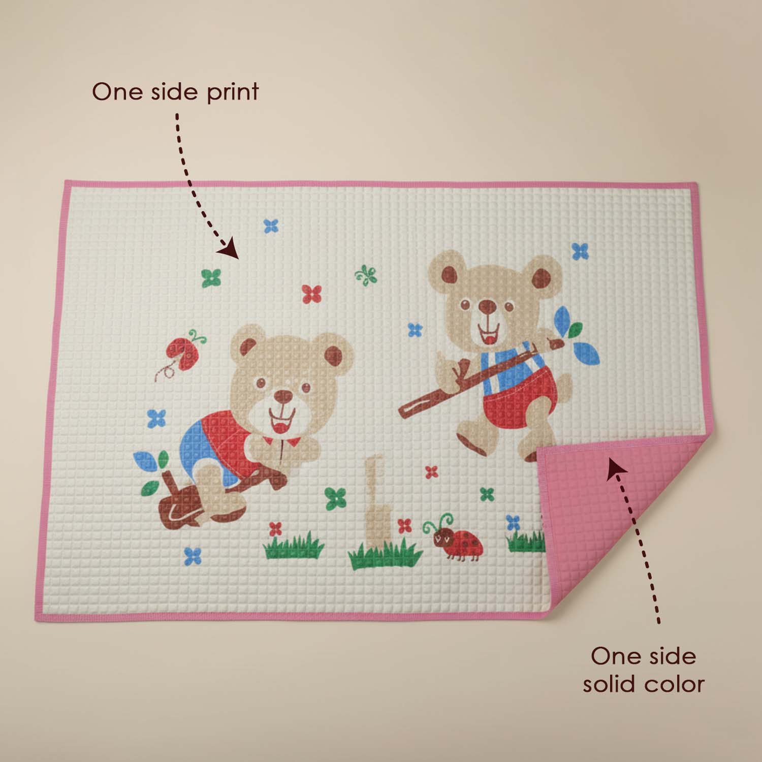 Baby Moo Teddy Seesaw Garden Air Filled Waterproof Massage Mat - Pink