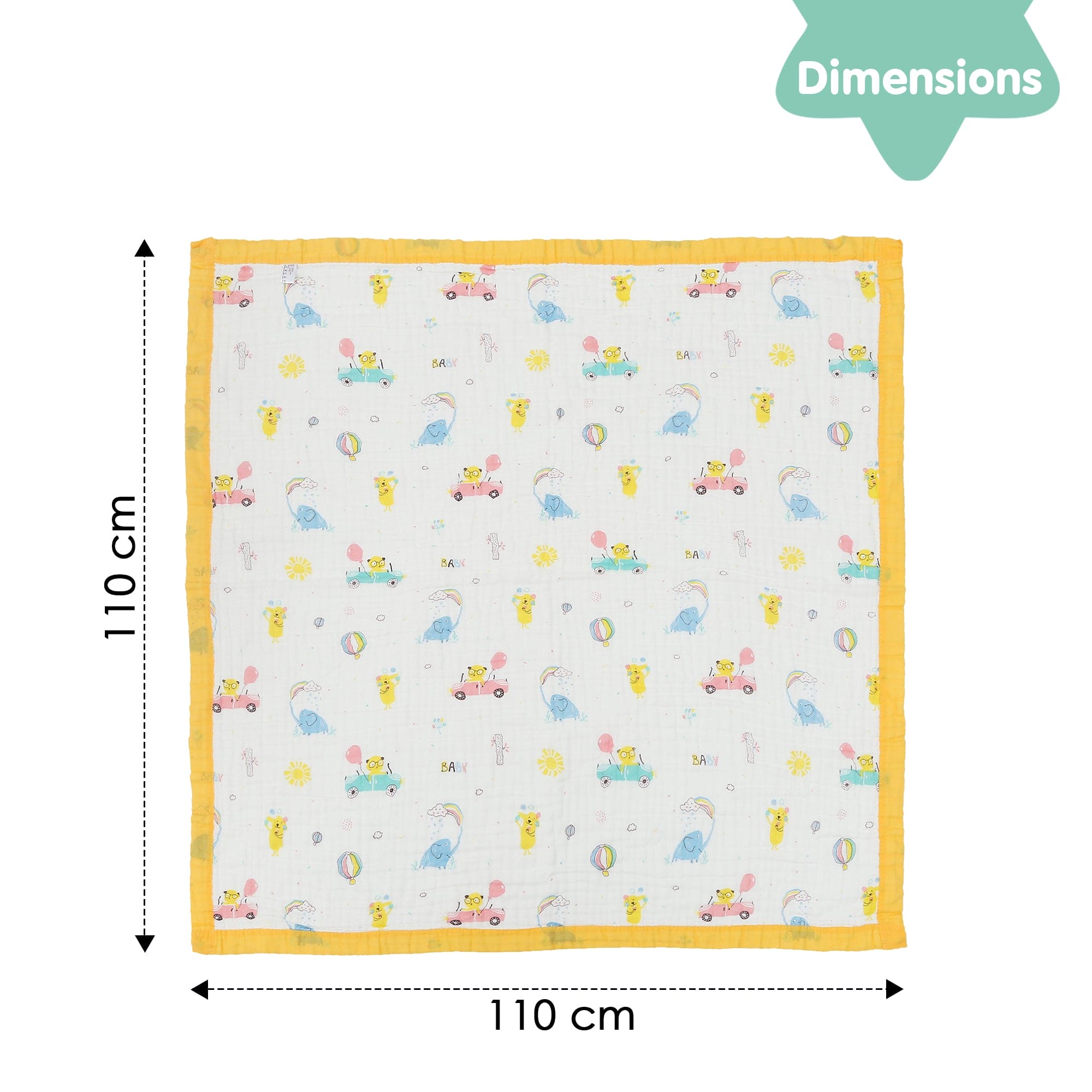 Baby Moo Blissful Life 100% Muslin Cotton 6 Layer Breathable Blanket - Yellow