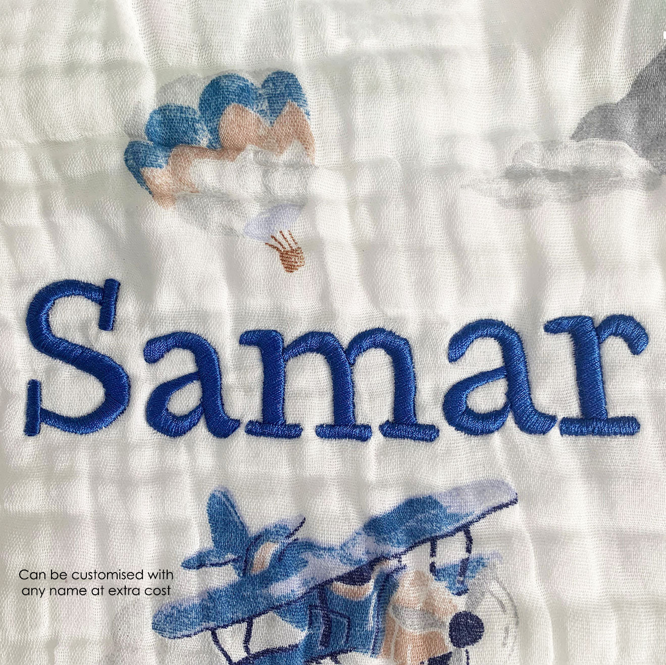 Baby Moo Up In The Sky 100% Muslin Cotton 6 Layer Breathable Blanket - Blue