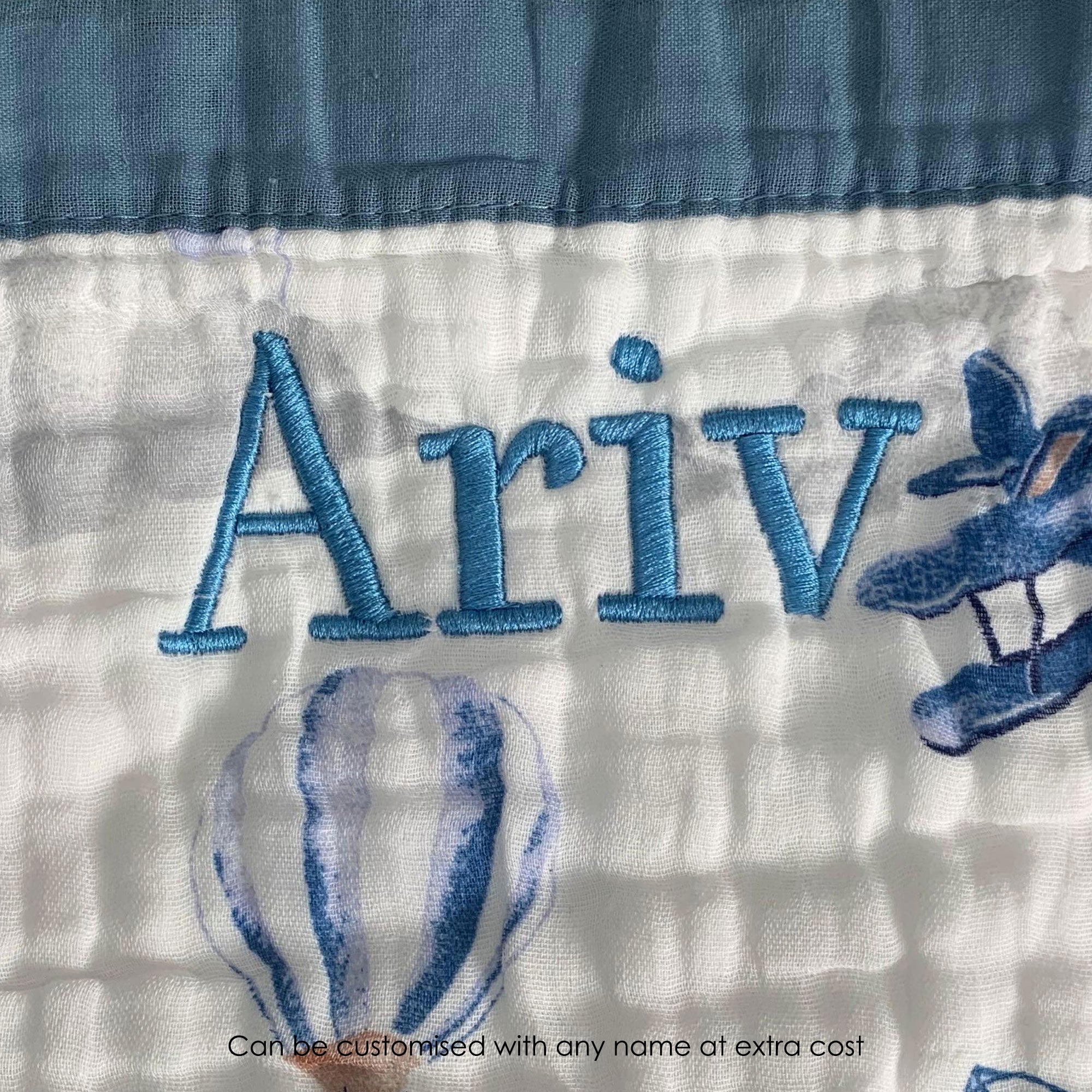 Baby Moo Up In The Sky 100% Muslin Cotton 6 Layer Breathable Blanket - Blue