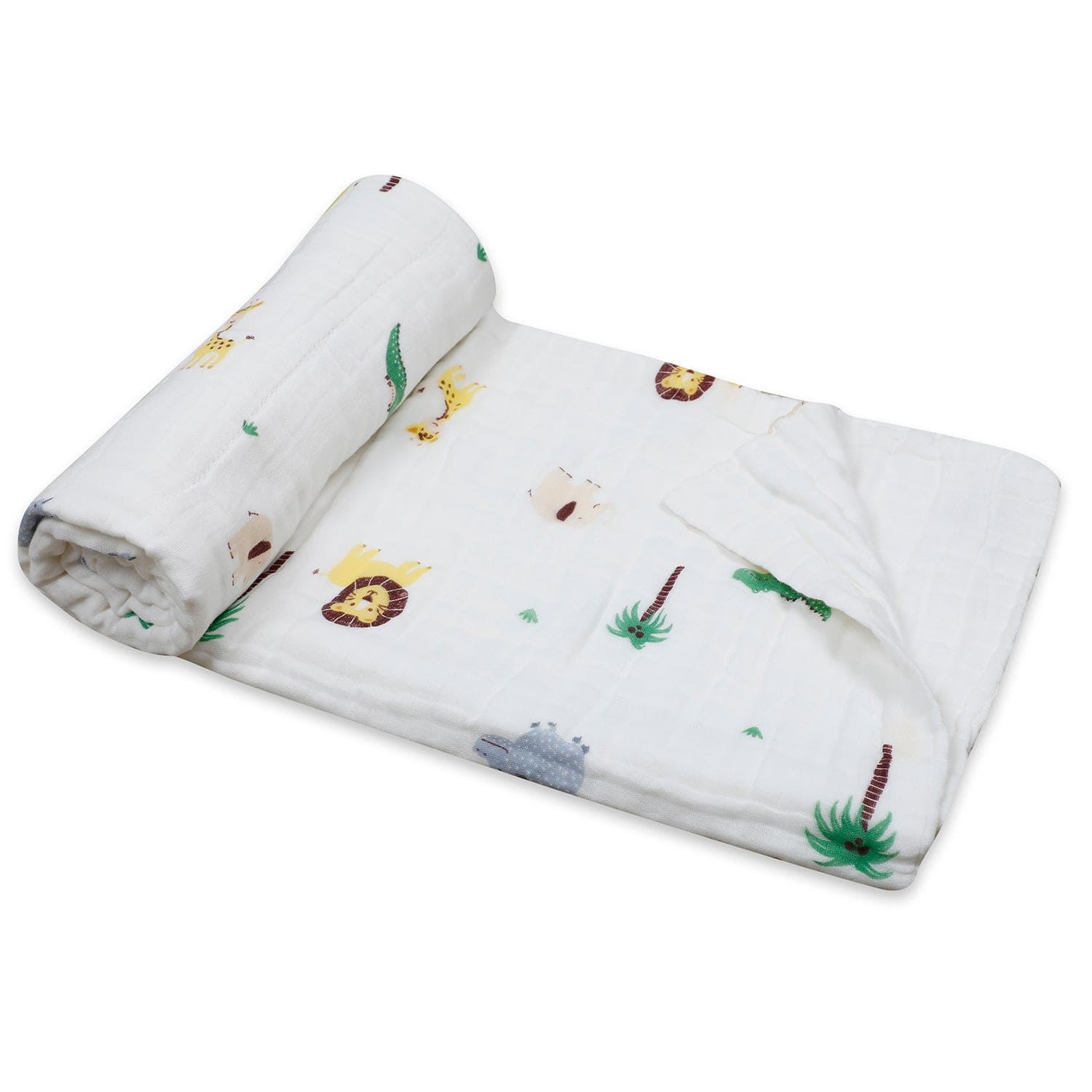 Animal Print White Small Print Muslin Blanket