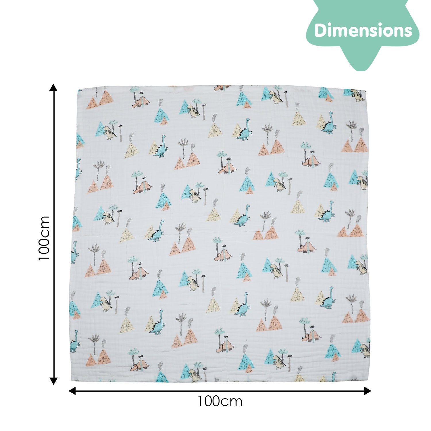 Dinosaur White Small Print Muslin Blanket