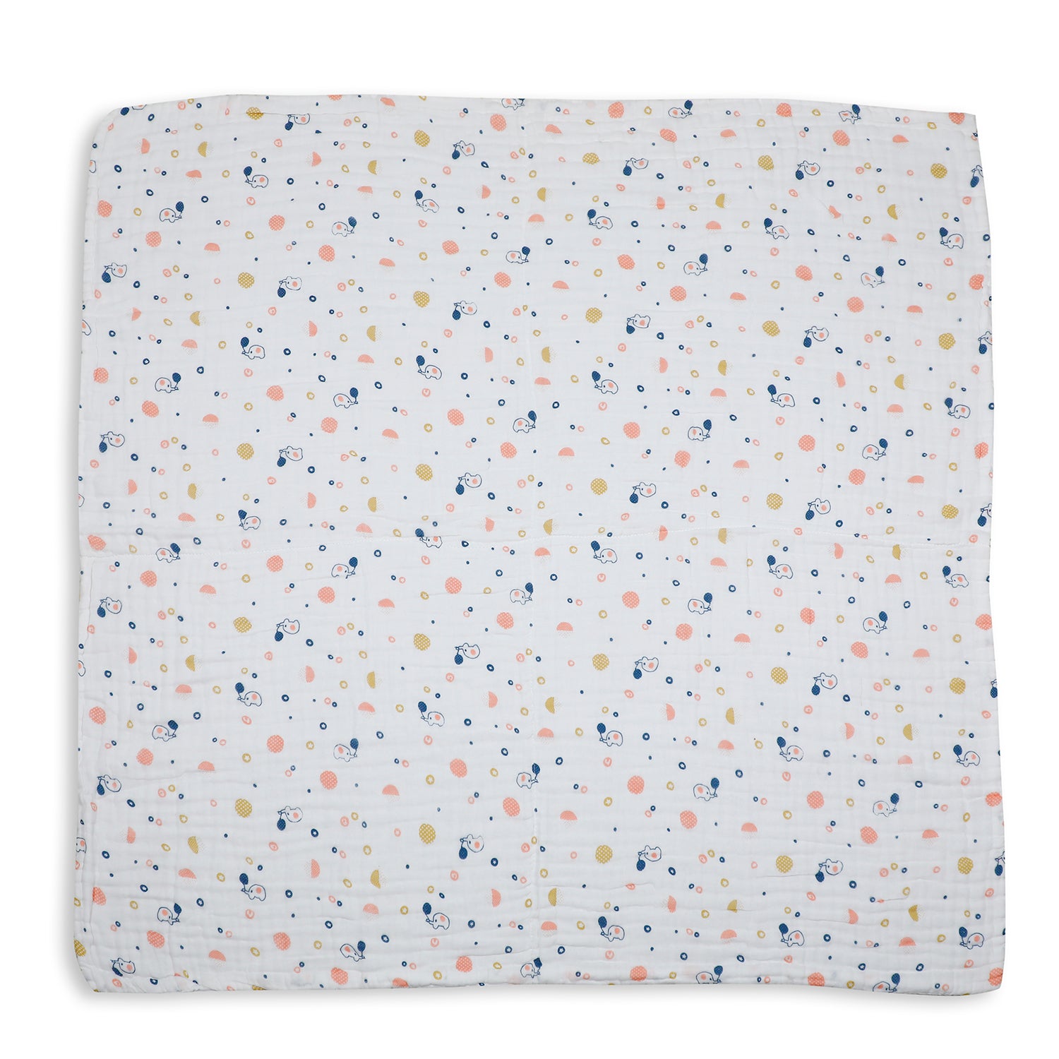 Printed White Muslin Small Blanket