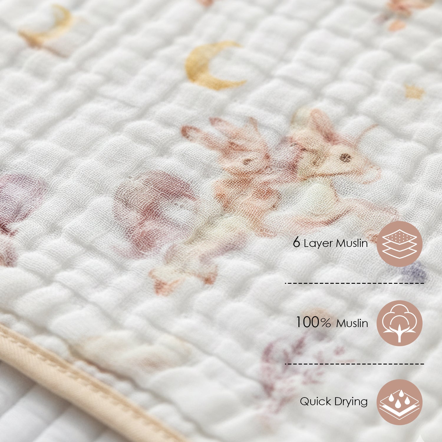 Baby Moo Magical World 6 Layer Muslin Blanket - White