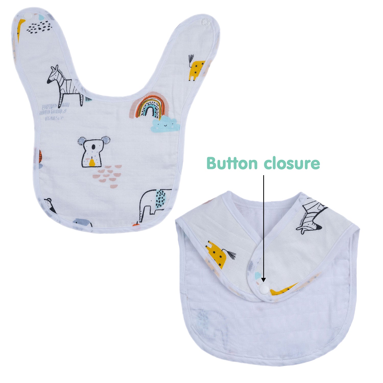 Baby Moo Wild Animal Print Infant Essentials 10 Pcs Muslin Clothing Gift Set - Multicolour