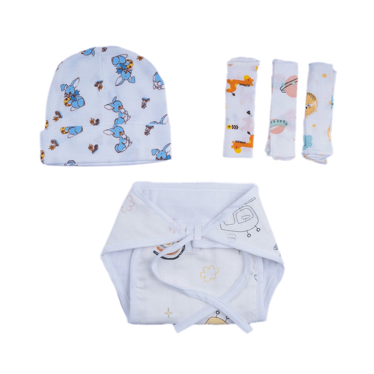 Baby Moo Sky Explorer Theme Print Infant Essentials 10 Pcs Muslin Clothing Gift Set - Multicolour