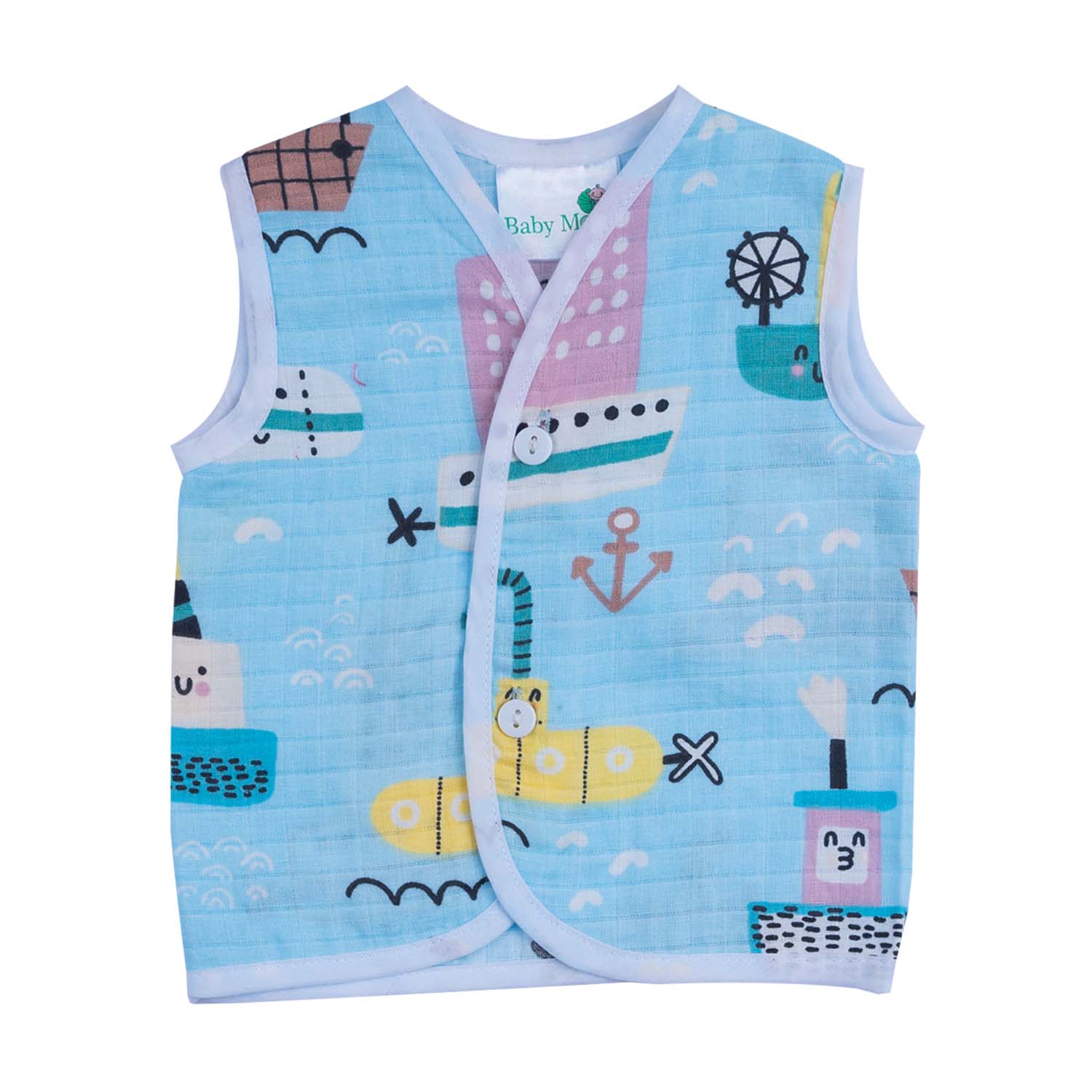 Baby Moo Submarine Print Infant Essentials 10 Pcs Muslin Clothing Gift Set - Multicolour