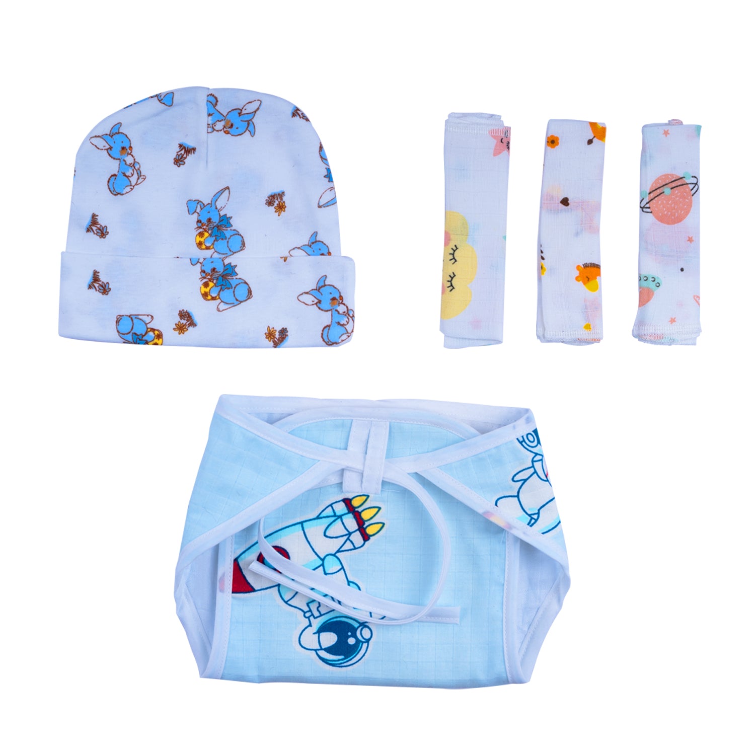 Baby Moo Astronaut In Space Infant Essentials 10 Pcs Muslin Clothing Gift Set - Multicolour