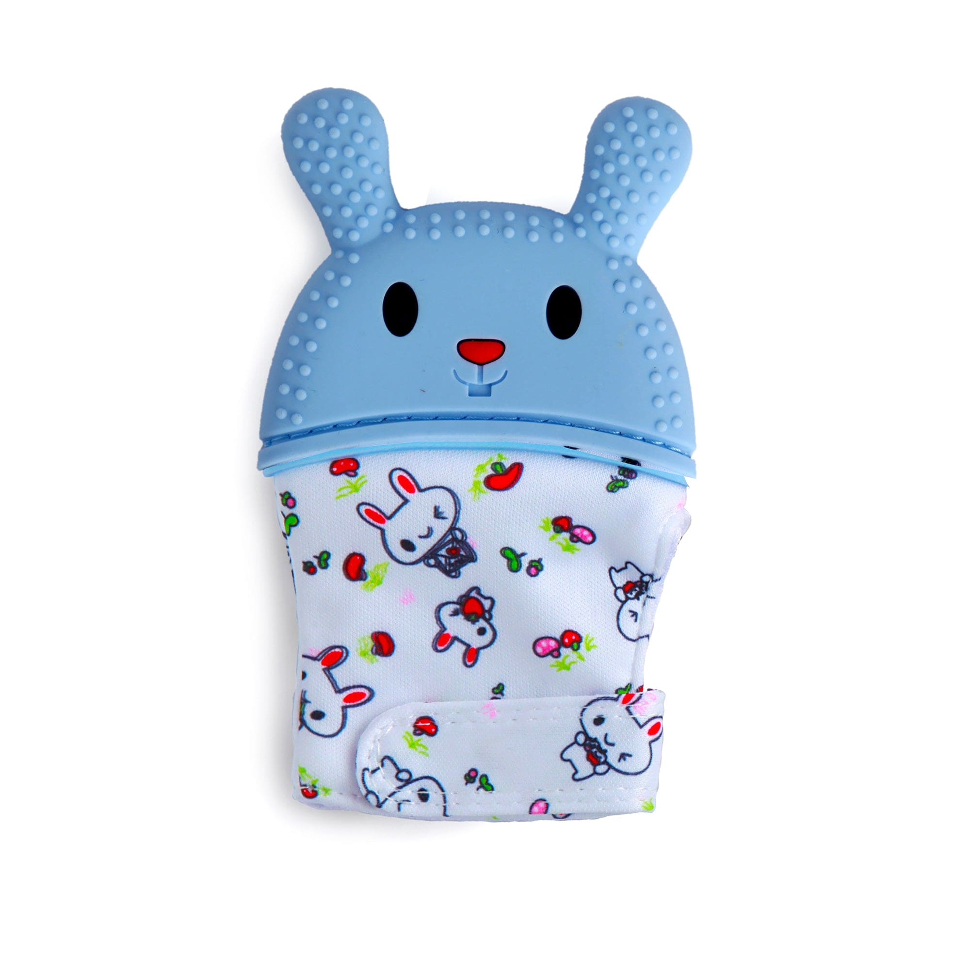 Rabbits Eat Carrots Blue Teething Mitten - 1 pc