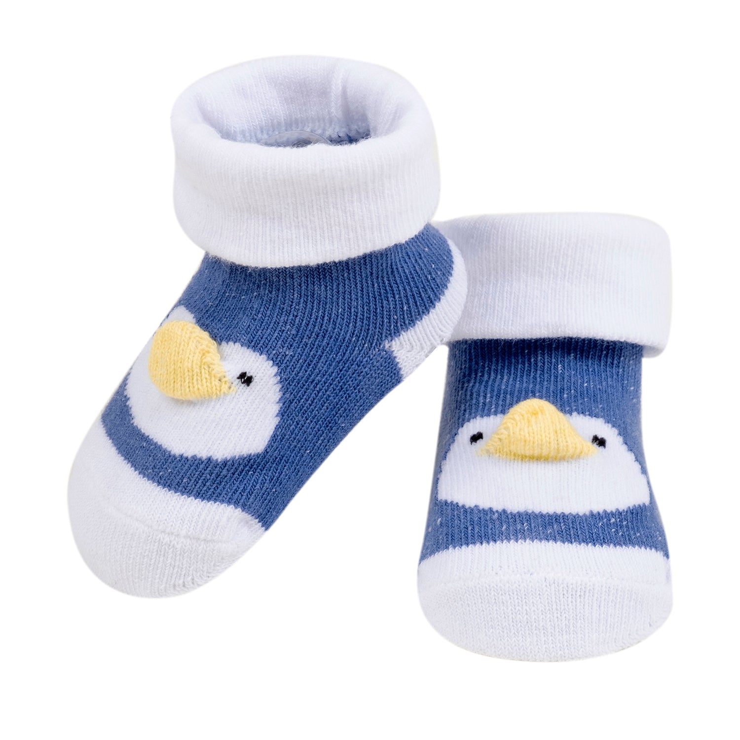 Baby Moo 3D Bear Duck Cotton Ankle Length Infant Dress Up Walking Set of 2 Socks Booties - Blue