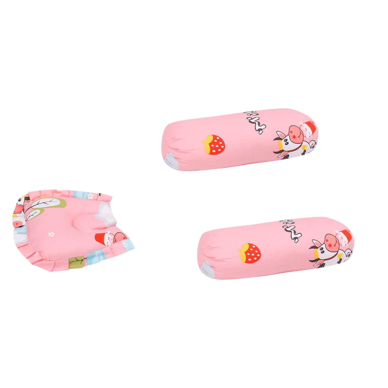 Mattress Set With Neck Pillow and Bolsters Milkaholic Peach