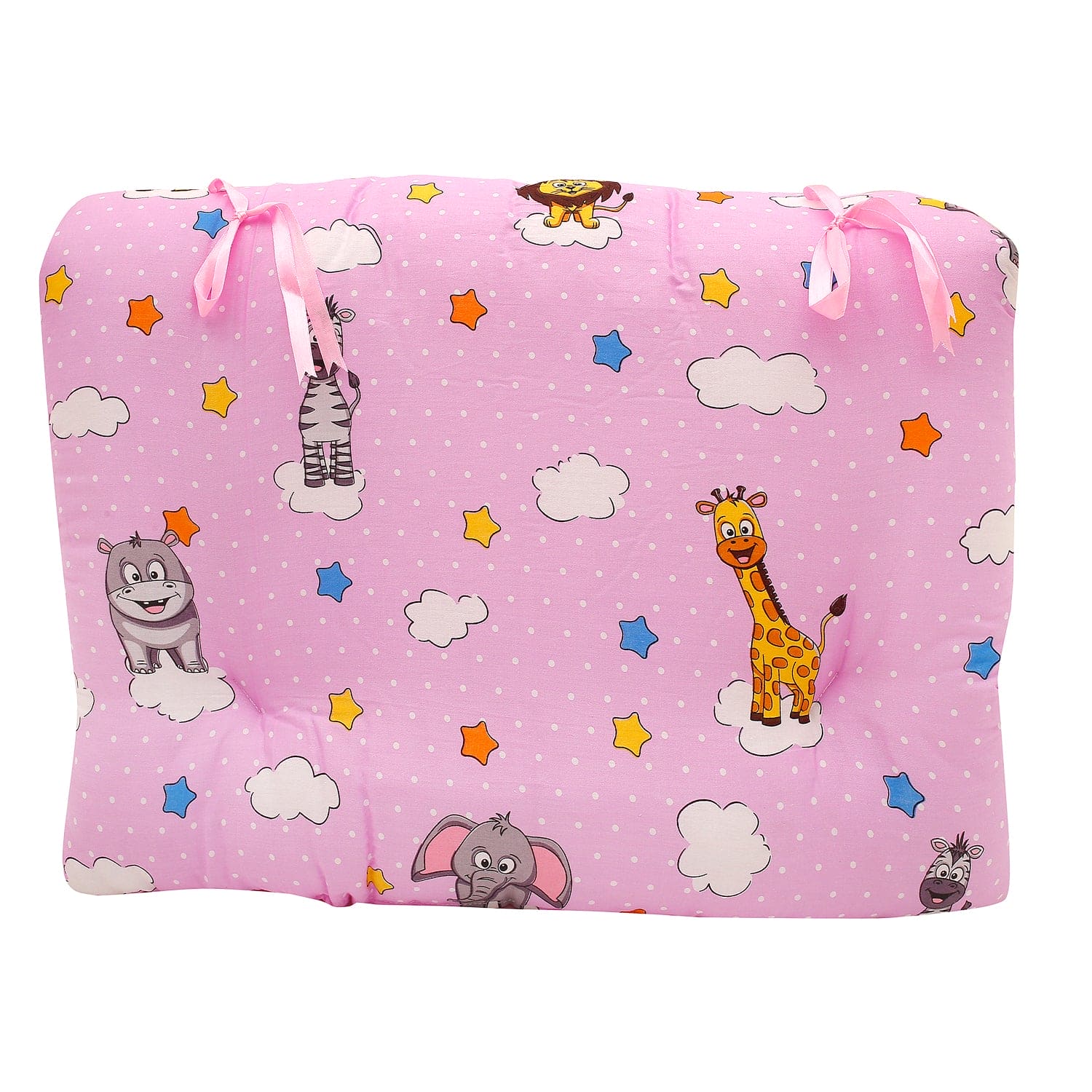 Mattress Set With Neck Pillow and Bolsters Flying Animals Pink