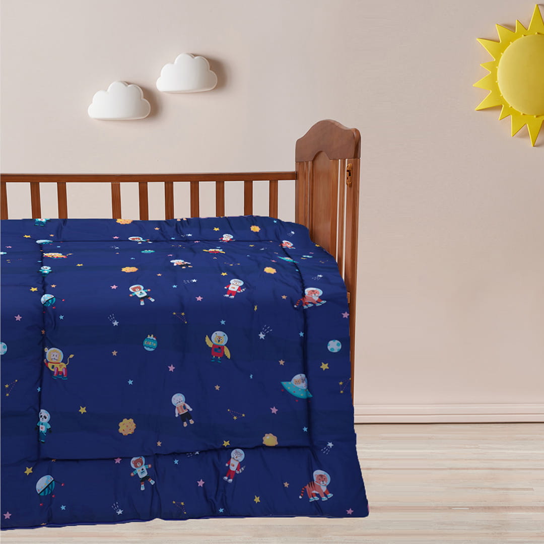 Baby Moo Space Bedding Gift Set 2 Bolsters, U Pillow, Mattress And Quilt Set - Blue - Baby Moo