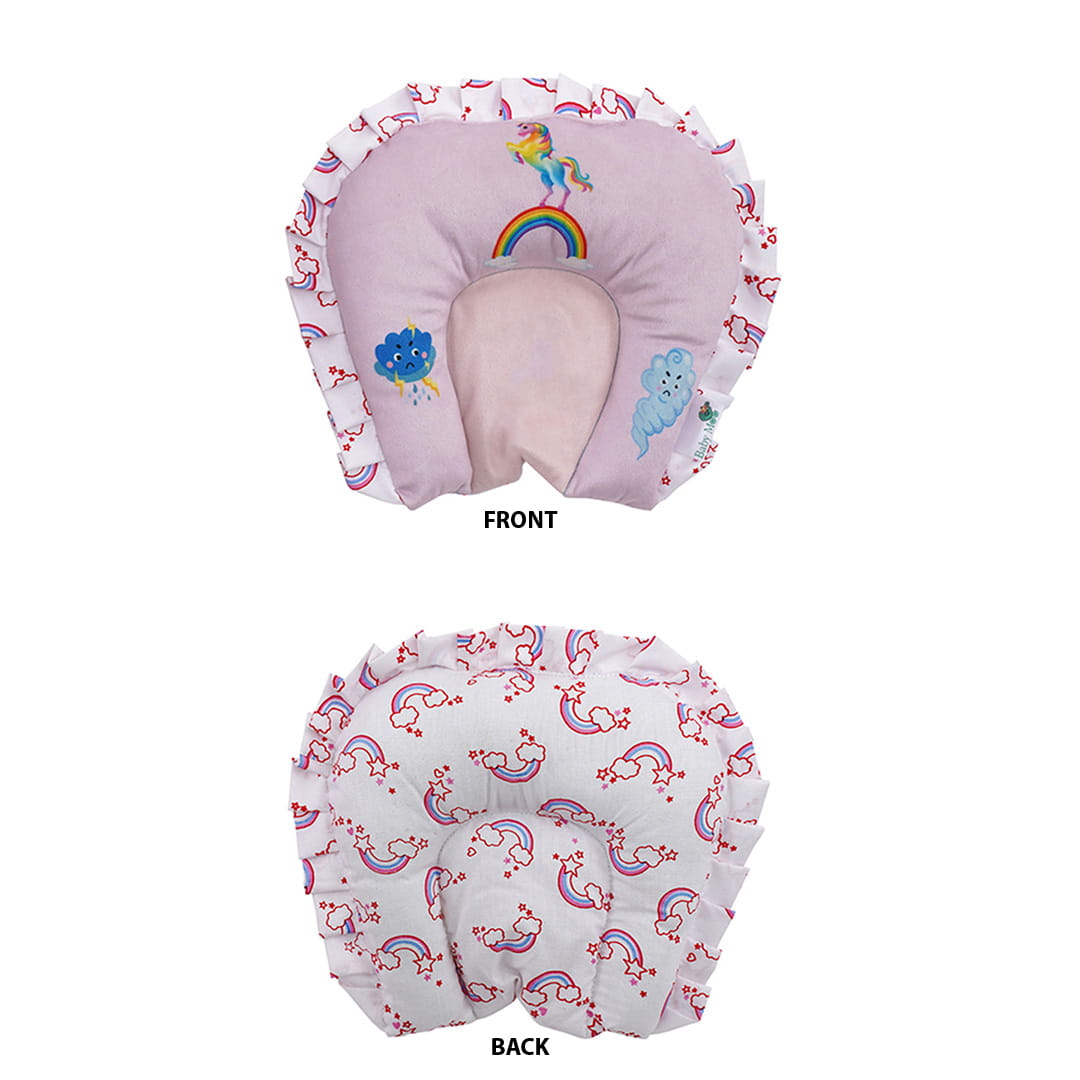 Baby Moo Unicorn Soft Velvet U Pillow, Side Bolsters 5 Pcs Mattress And Blanket Set - Pink - Baby Moo
