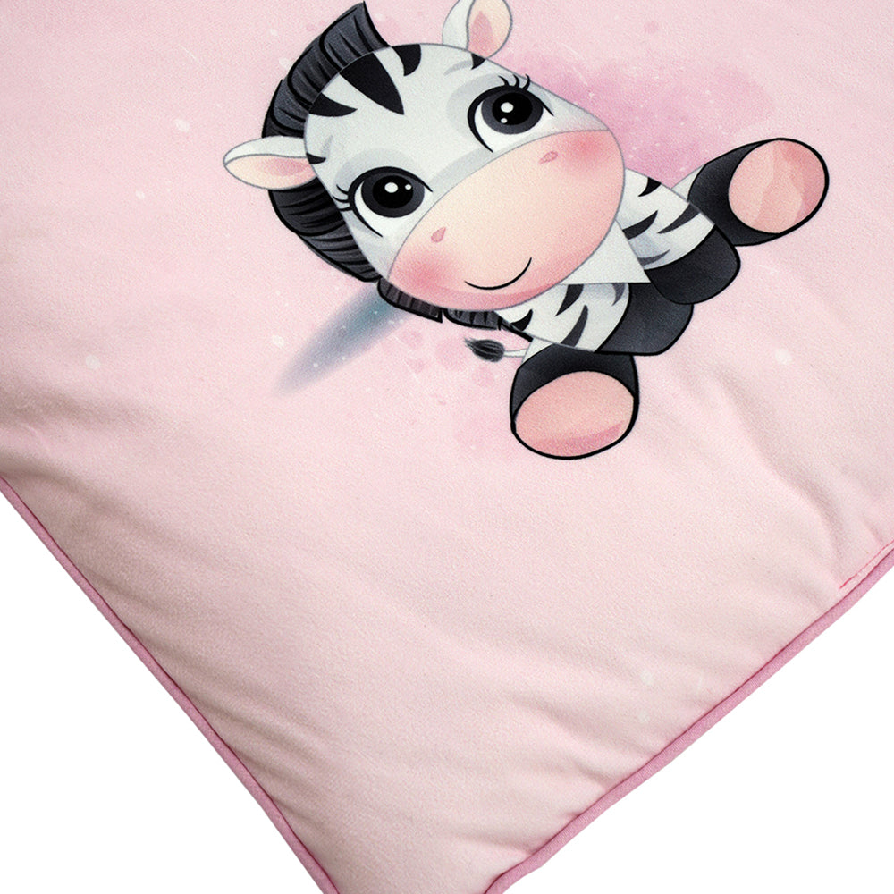 Baby Moo Animal Kingdom Soft Velvet U Pillow, 2 Side Bolsters Mattress Set - Pink - Baby Moo