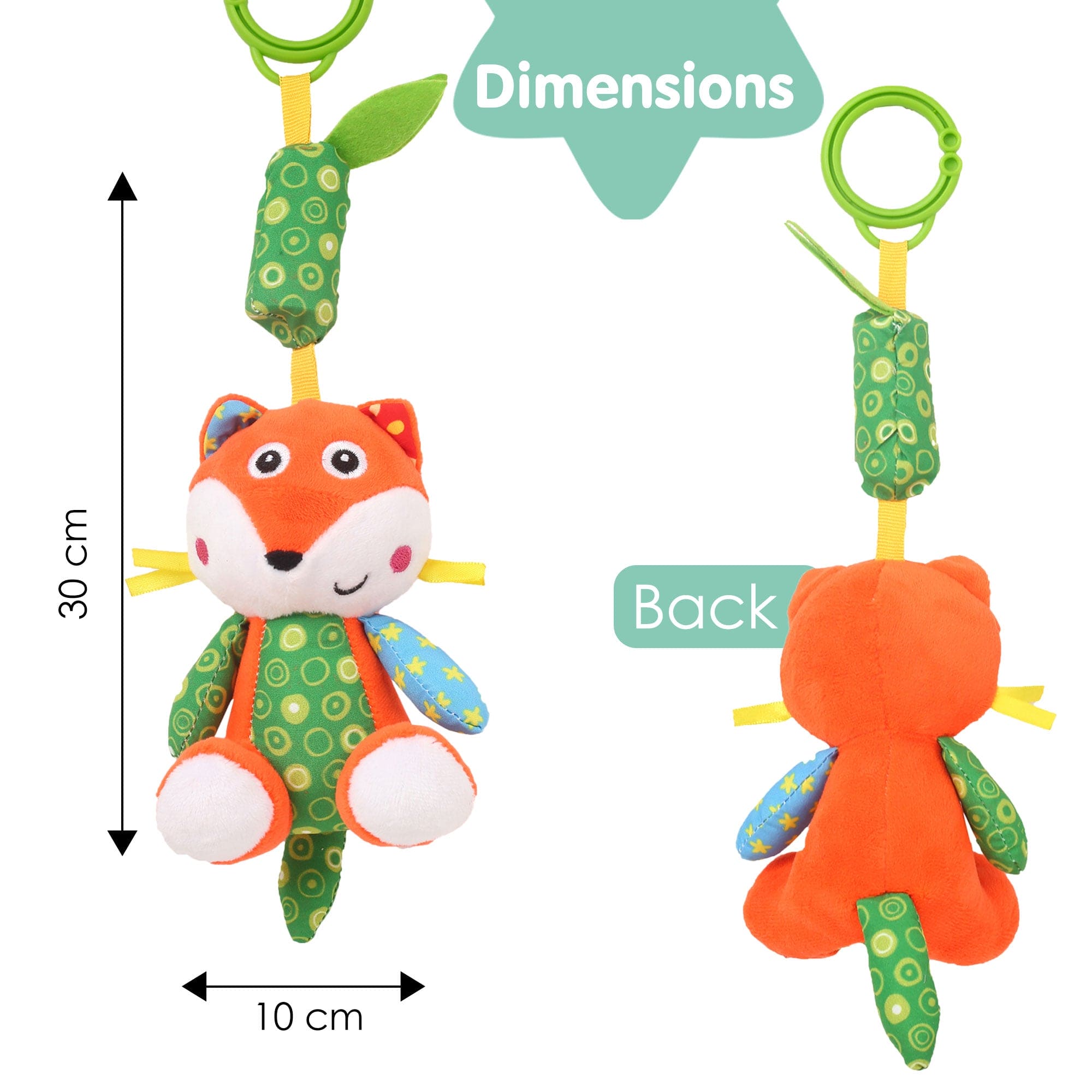 Fox Orange And Green Hanging Musical Toy