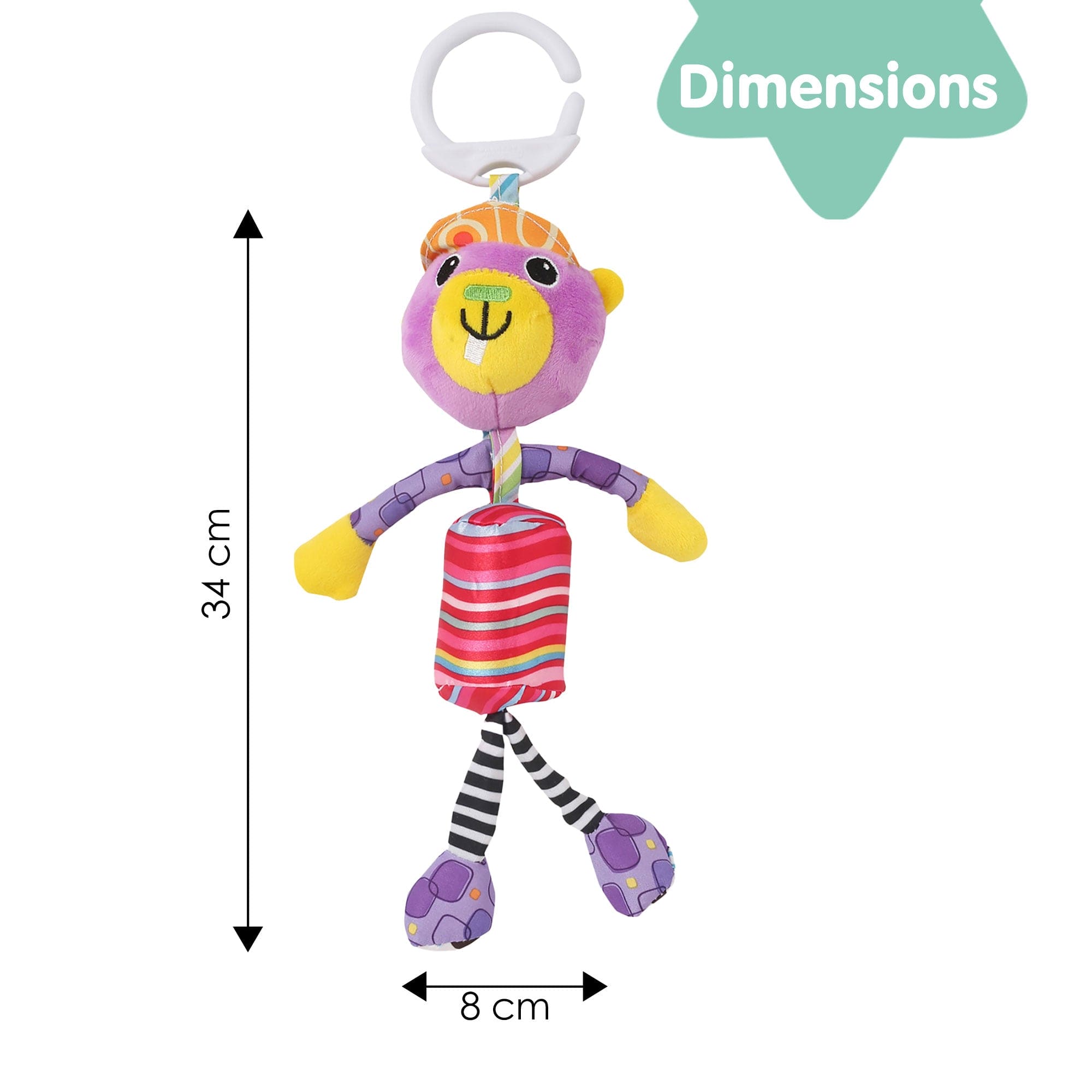 Monkey Purple Hanging Musical Toy / Wind Chime Soft Rattle