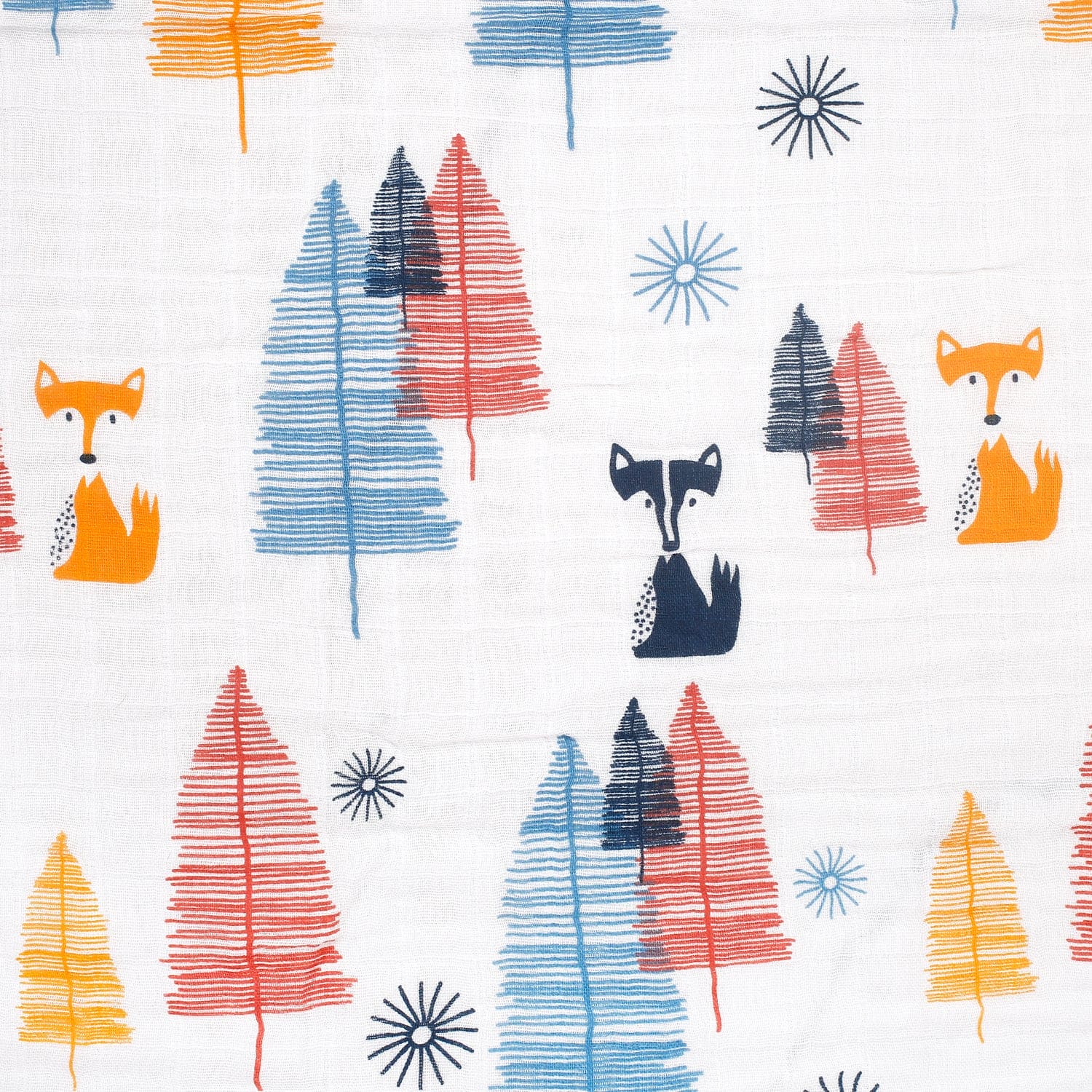 Fox In The Woods Blue Muslin Swaddle