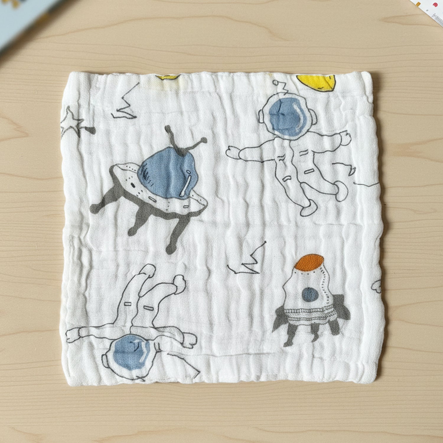 Baby Moo Little Adventures Printed Pack of 3 Soft Hankies Multipurpose Wash Cloth Muslin Napkin  - White