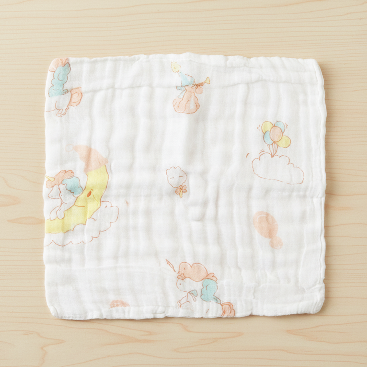 Baby Moo Fruity Fauna Printed Pack of 3 Soft Hankies Multipurpose Wash Cloth Muslin Napkin  - White