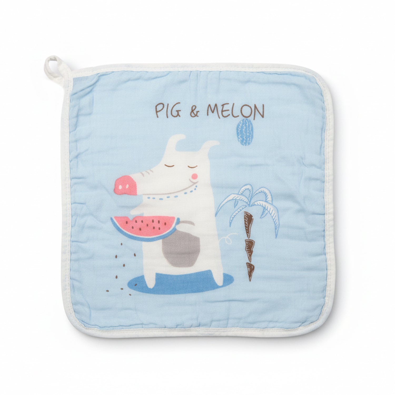 Baby Moo Animal Appetites Pack of 5 Soft Hankies Multipurpose Wash Cloth Muslin Napkin  - Blue