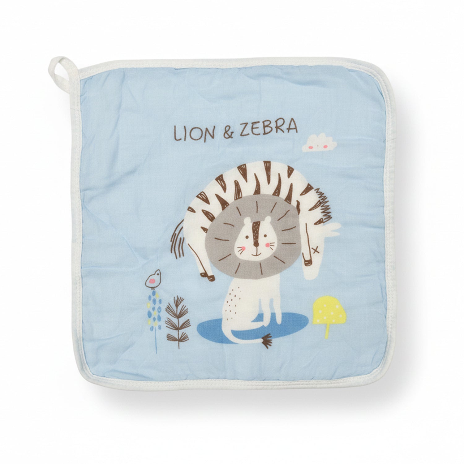 Baby Moo Animal Appetites Pack of 5 Soft Hankies Multipurpose Wash Cloth Muslin Napkin  - Blue