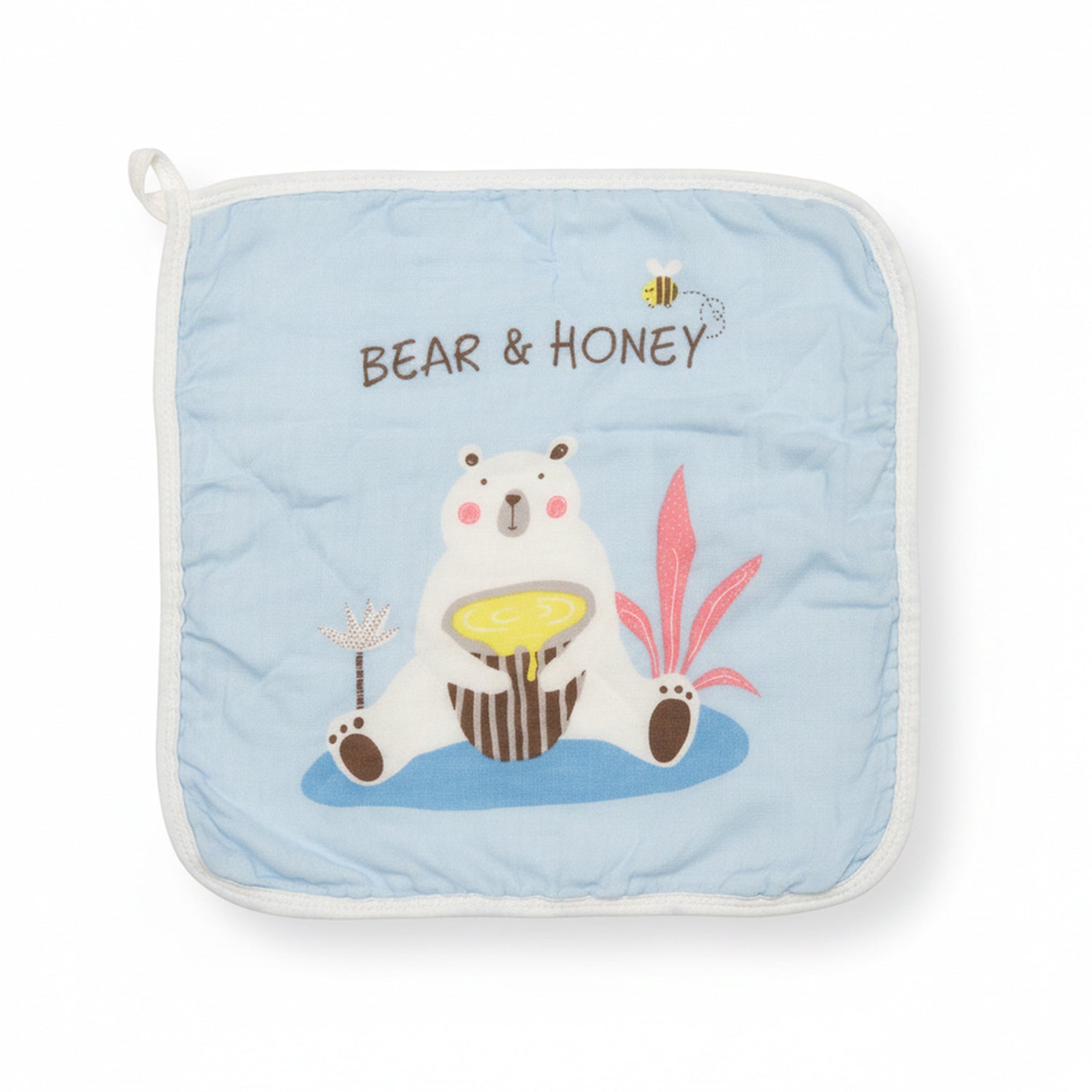 Baby Moo Animal Appetites Pack of 5 Soft Hankies Multipurpose Wash Cloth Muslin Napkin  - Blue