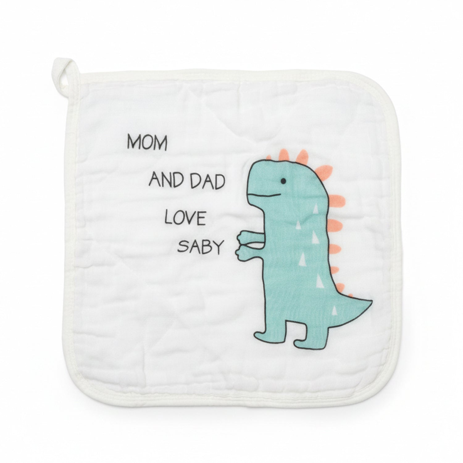 Baby Moo Cartoon Print Pack of 5 Soft Hankies Multipurpose Wash Cloth Muslin Napkin  - White