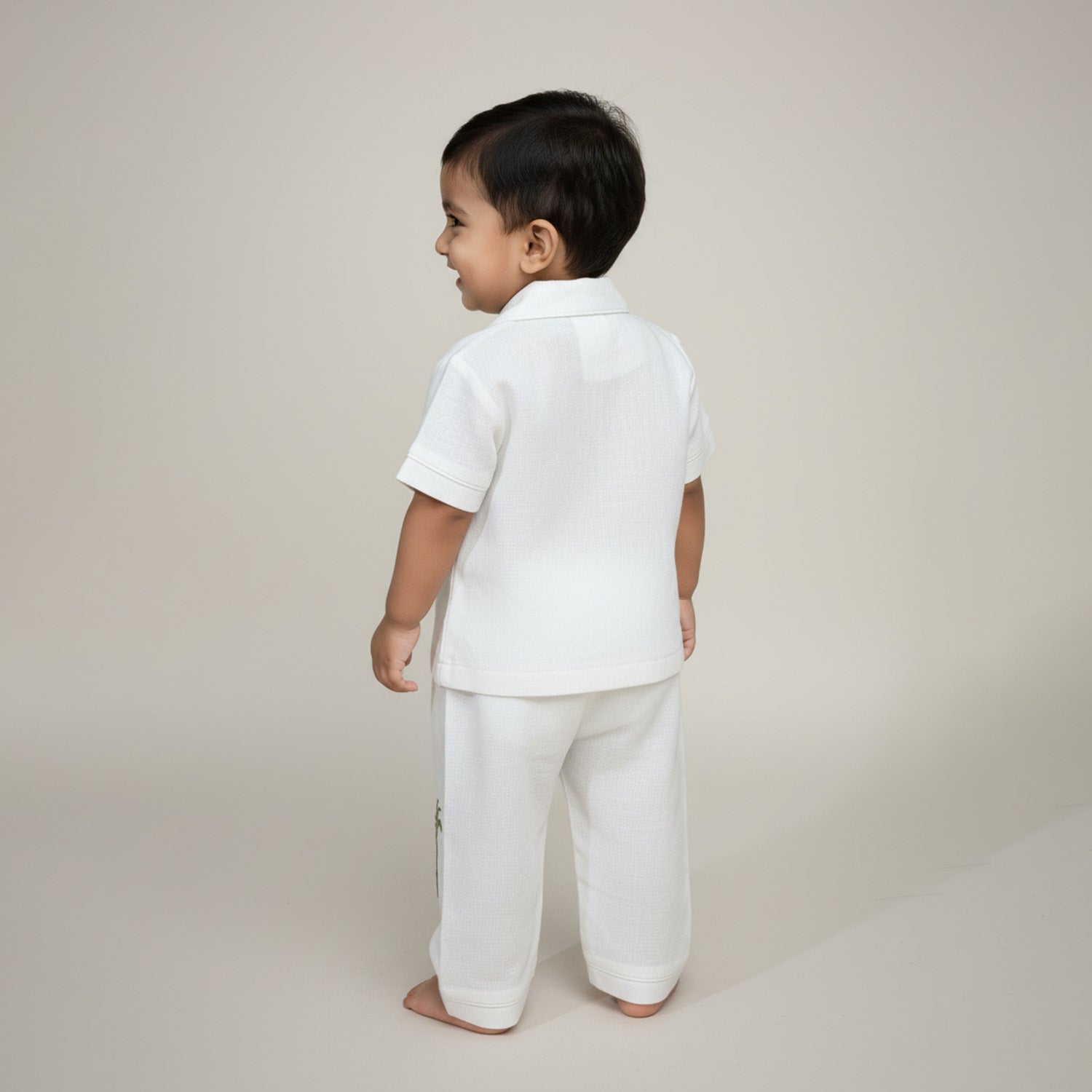 Baby Moo Cotton Half Sleeves Tropical Night Suit - White