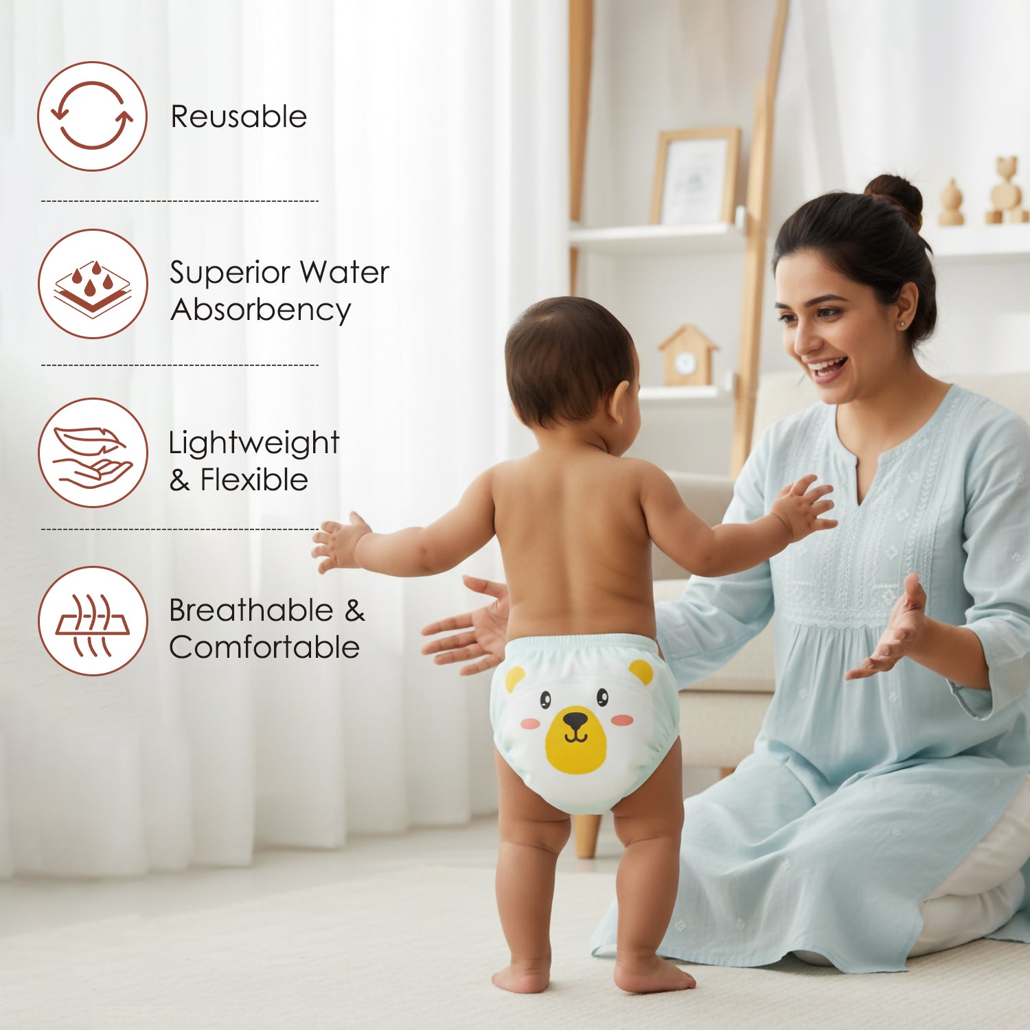 Baby Moo Polar Bear Reusable Cloth Toddler Training Pants - Multicolour