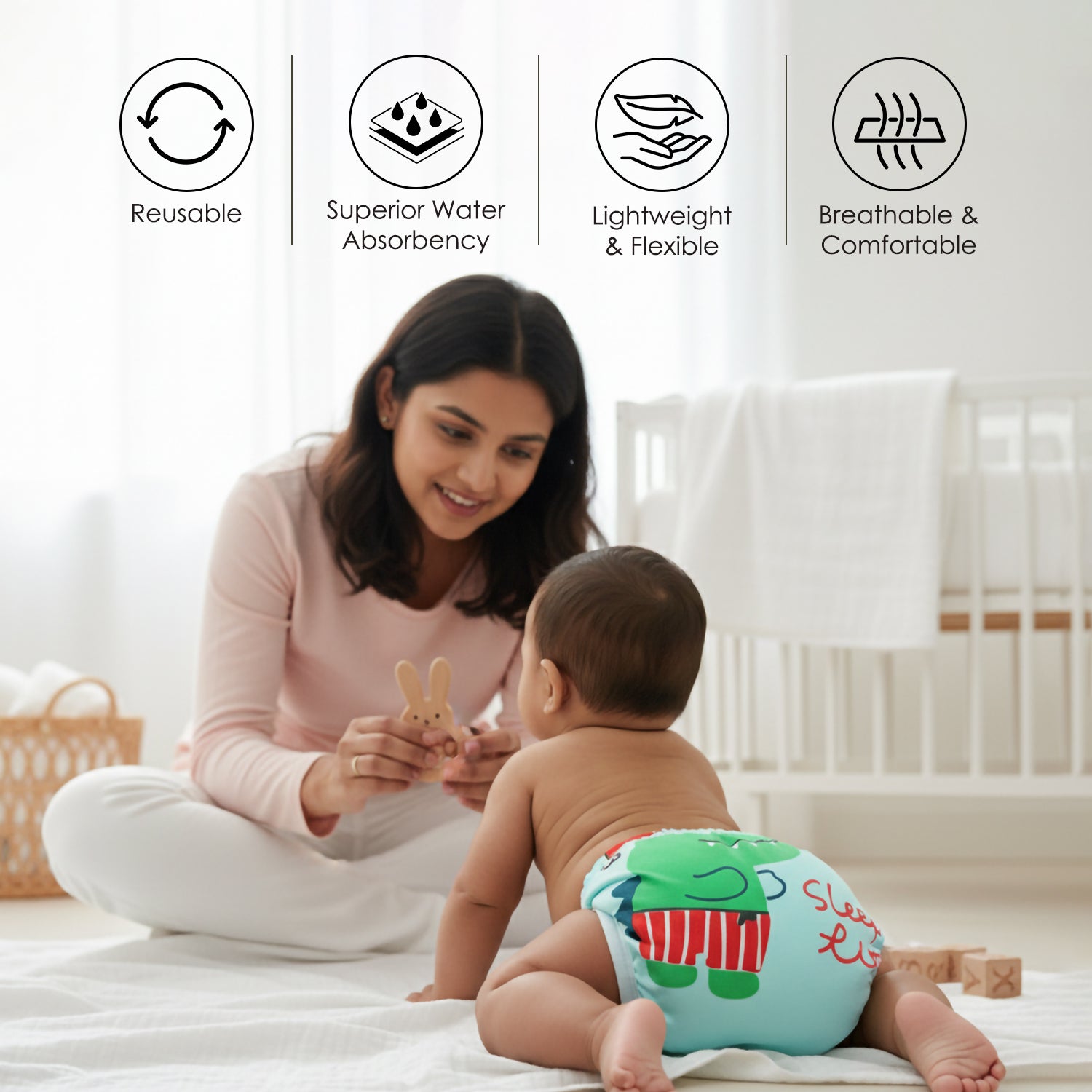 Baby Moo Jolly Dino Reusable Cloth Toddler Training Pants - Multicolour