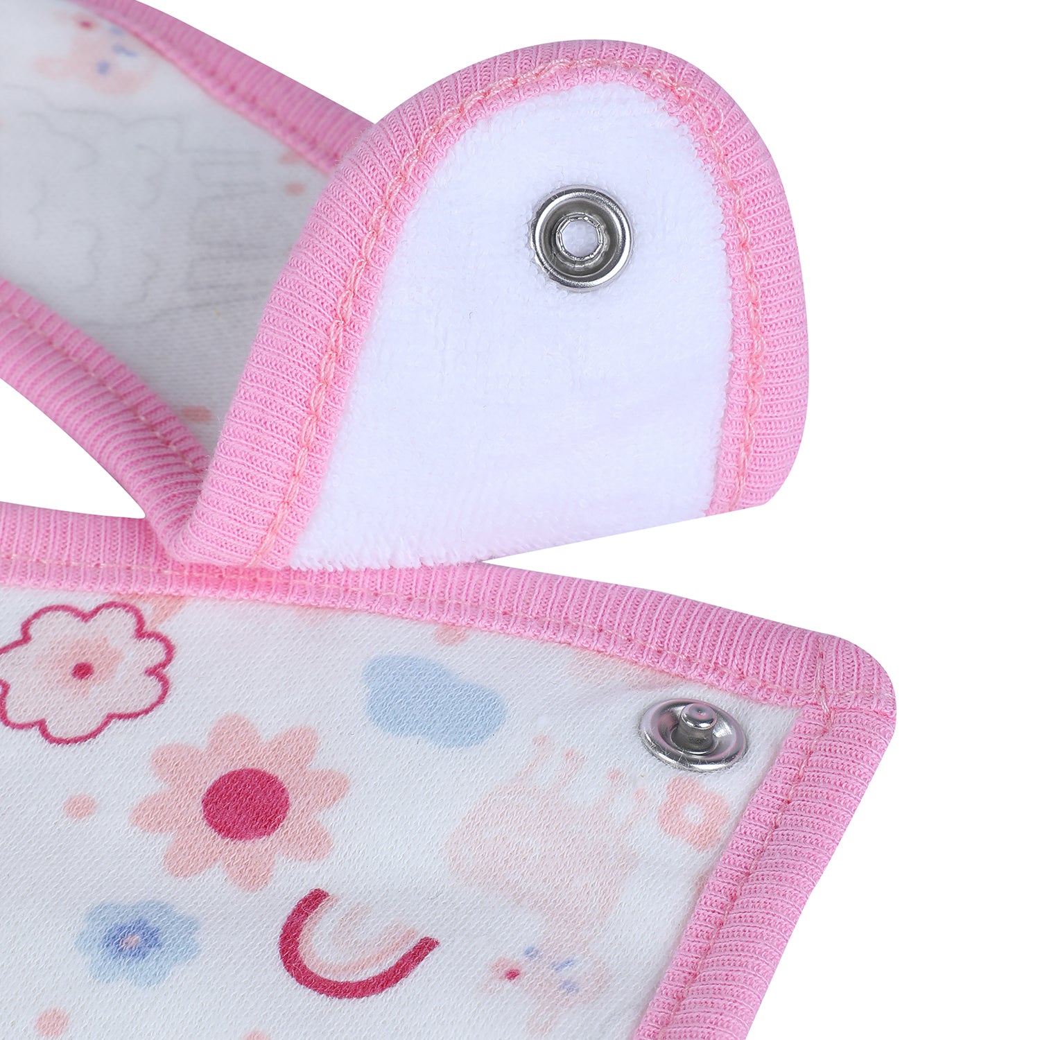 Baby Moo Mama Sheep Floral Cotton 2 Pack Buttoned Feeding Bibs - Pink - Baby Moo