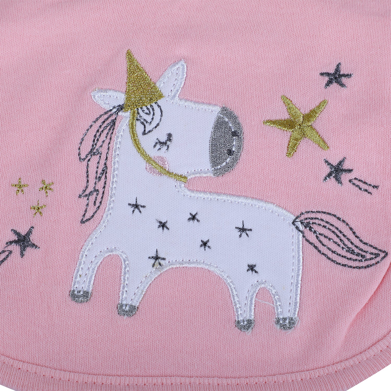 Baby Moo Unicorn Star Cotton 2 Pack Buttoned Feeding Bibs - Pink - Baby Moo