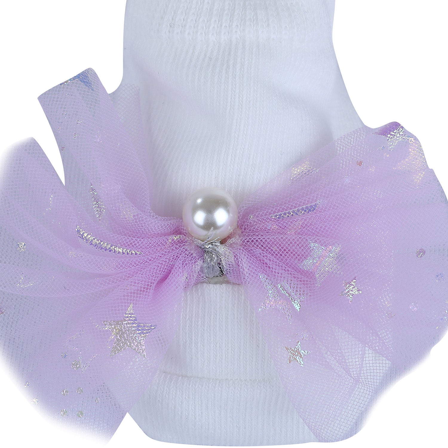 Baby Moo Elegant Pearl Matching Cap And Socks Set - Purple - Baby Moo