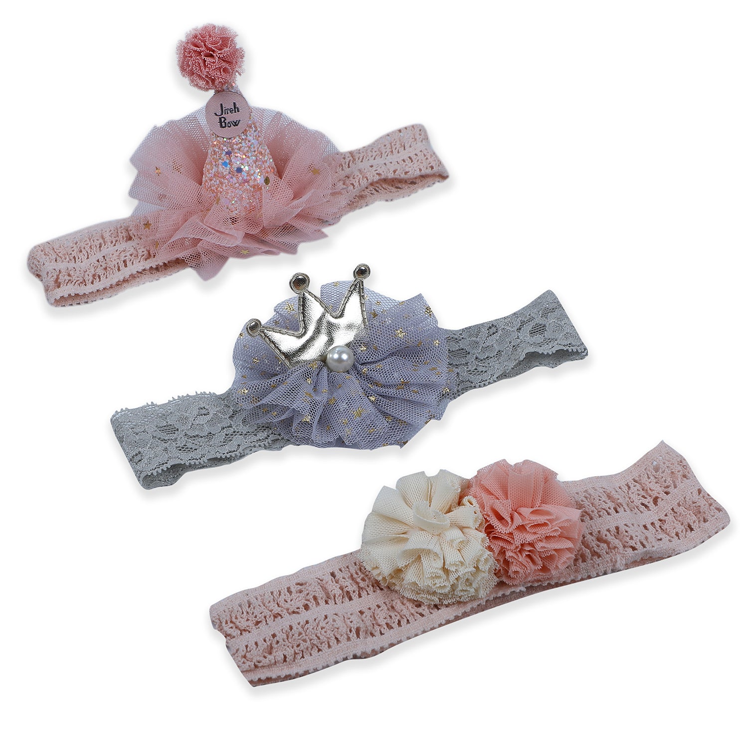 Baby Moo Princess Crown Headband Set of 3 - Pink - Baby Moo