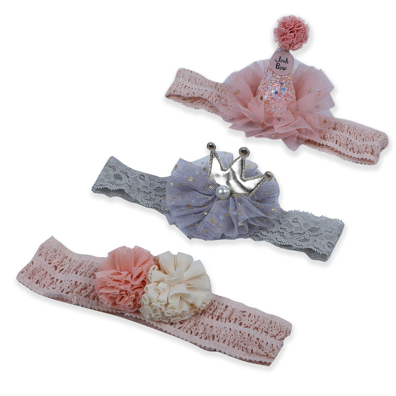Baby Moo Princess Crown Headband Set of 3 - Pink - Baby Moo