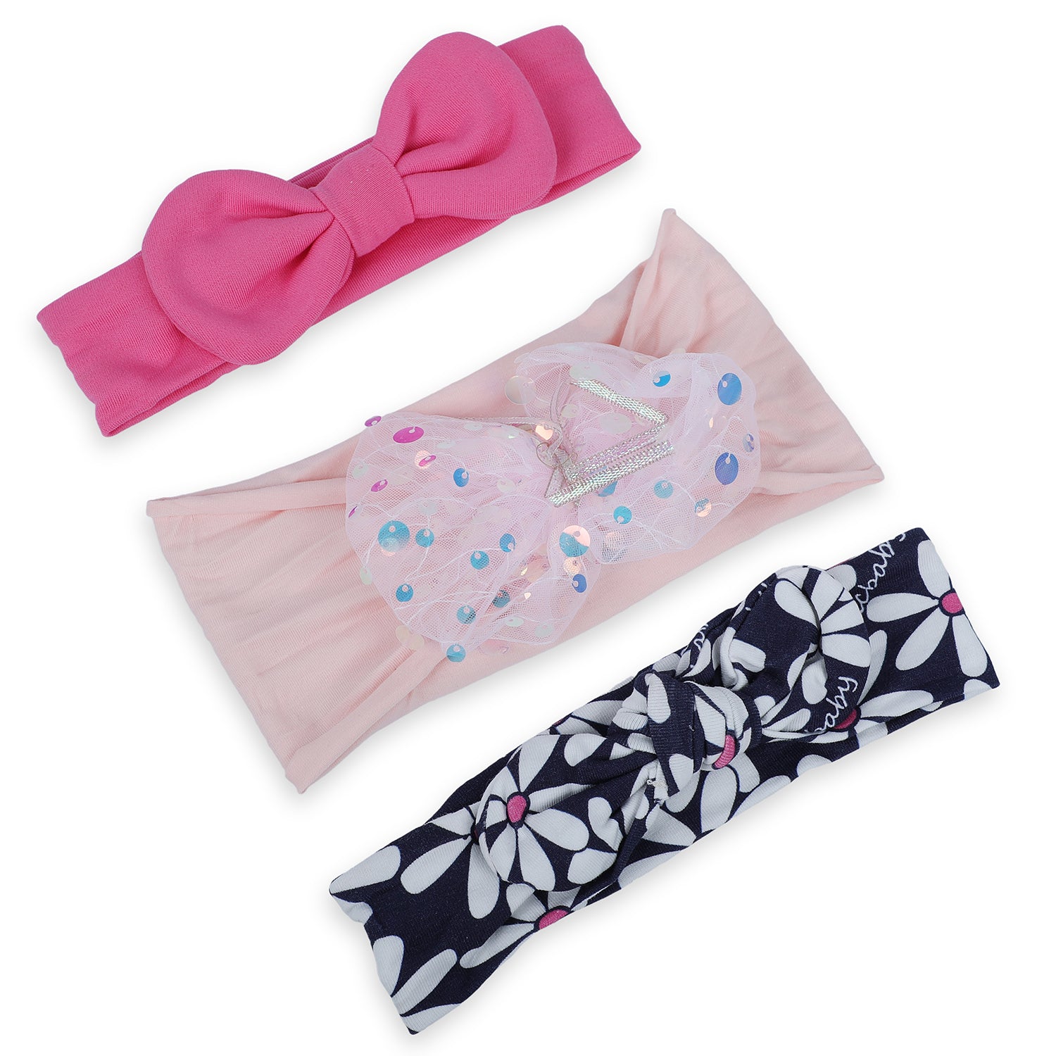 Baby Moo Shiny Bow Headband Set of 3 - Pink - Baby Moo