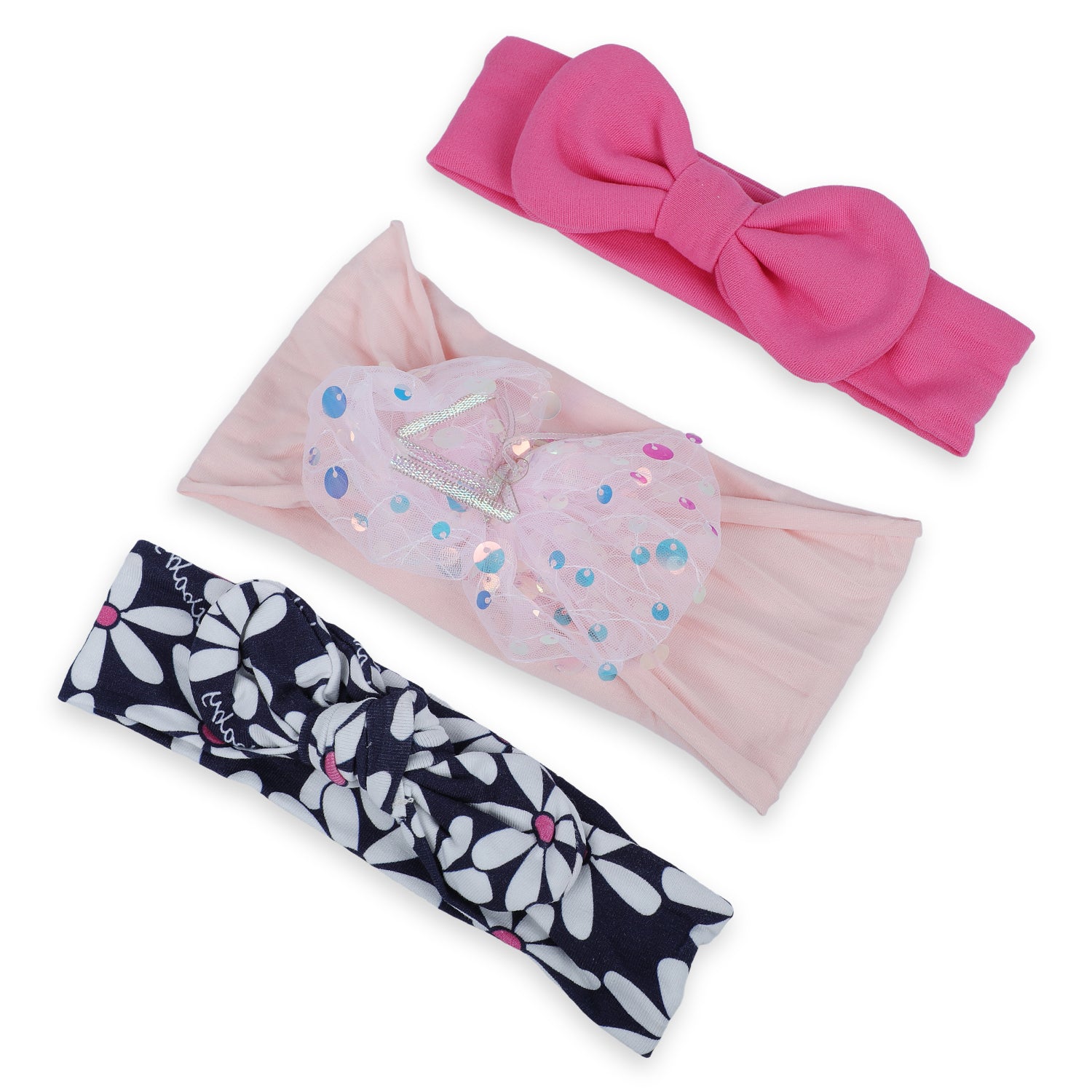 Baby Moo Shiny Bow Headband Set of 3 - Pink - Baby Moo