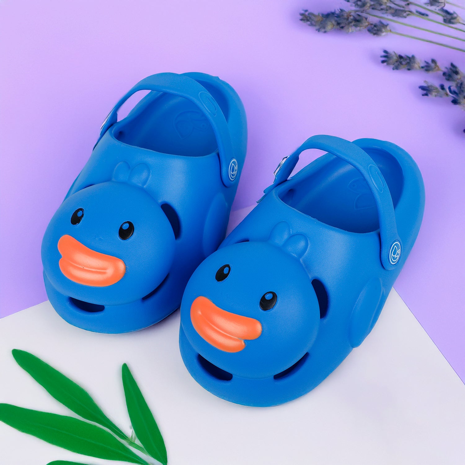 Baby Moo Swimming Duck Waterproof Anti-Skid Sling Back Clogs - Blue