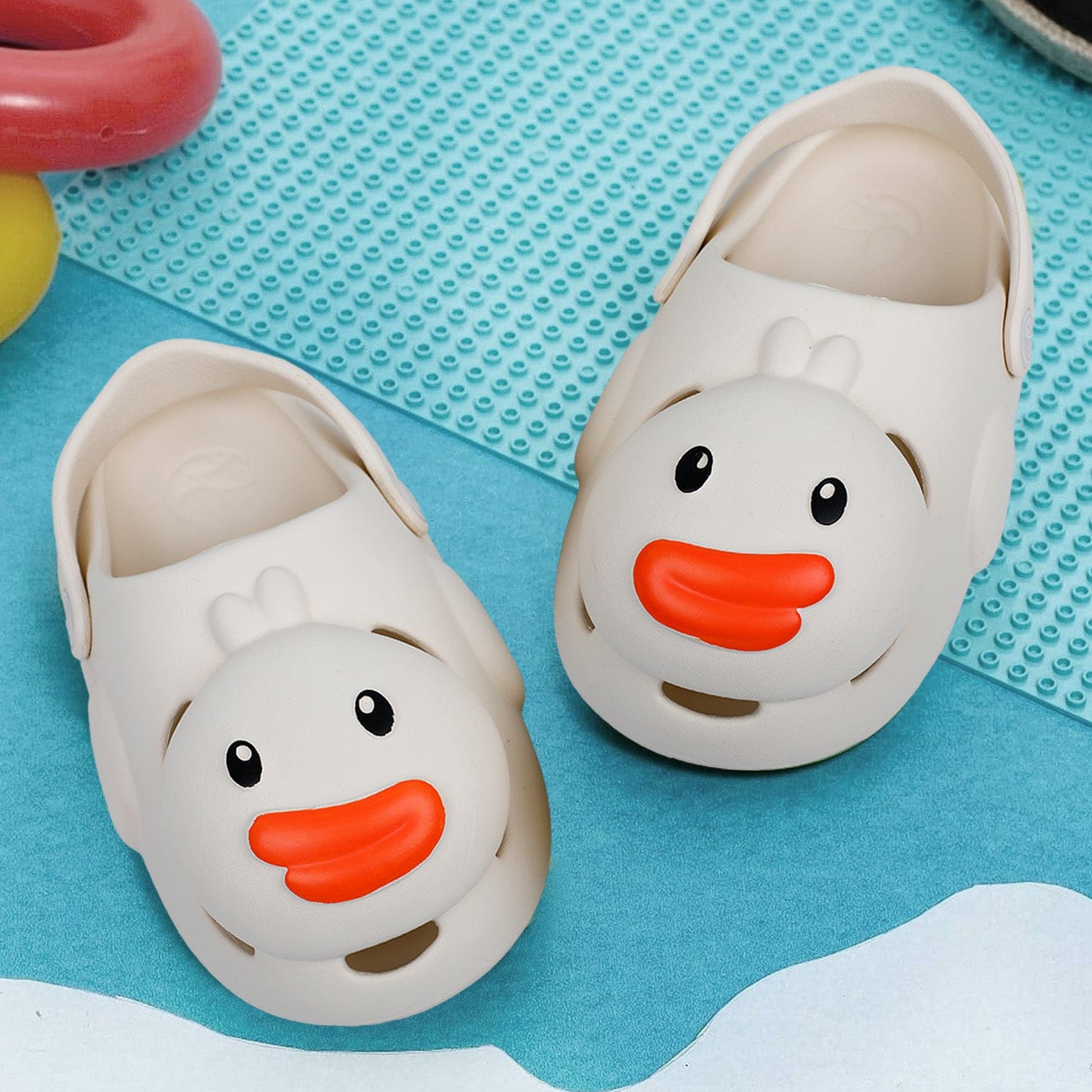 Baby Moo Swimming Duck Waterproof Anti-Skid Sling Back Clogs - Cream - Baby Moo