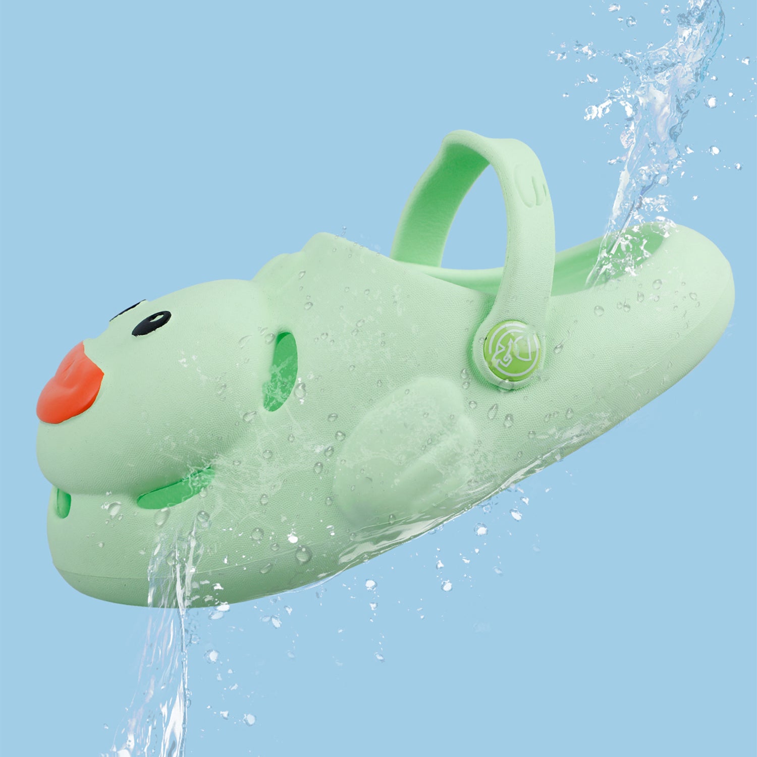 Baby Moo Swimming Duck Waterproof Anti-Skid Sling Back Clogs - Green