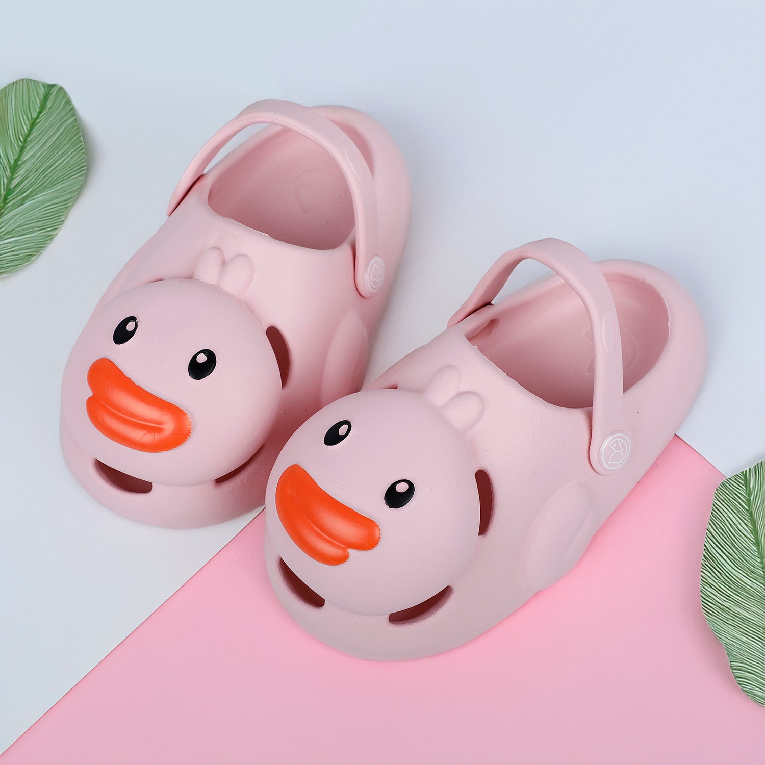 Baby Moo Swimming Duck Waterproof Anti-Skid Sling Back Clogs - Pink