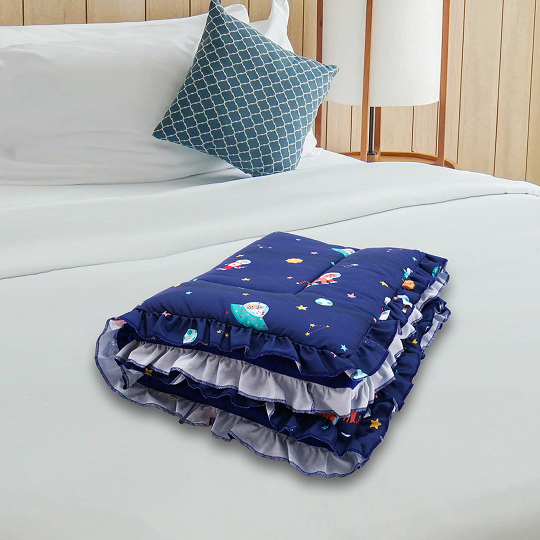 Baby Moo Space Soft Frill Large Duvet Quilt - Blue - Baby Moo