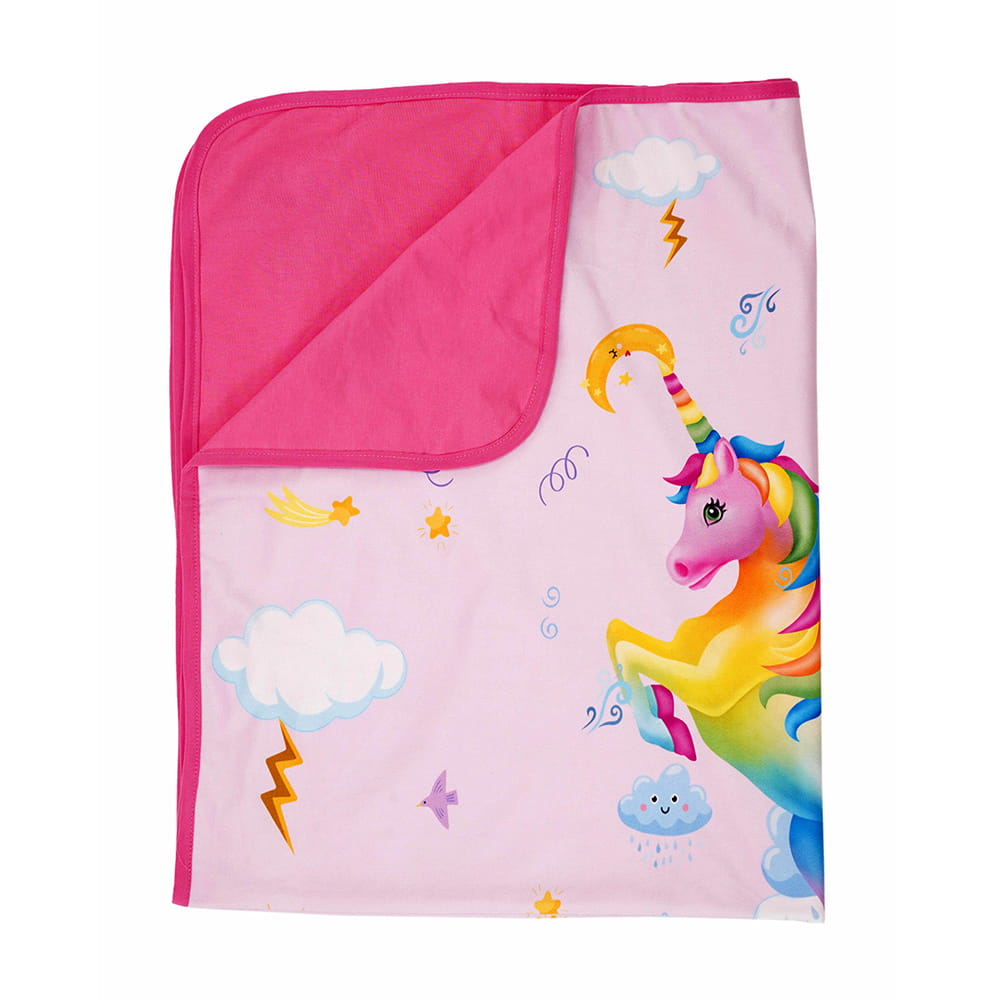 Baby Moo Unicorn All Season Velvet And Hosiery Large Blanket - Pink - Baby Moo
