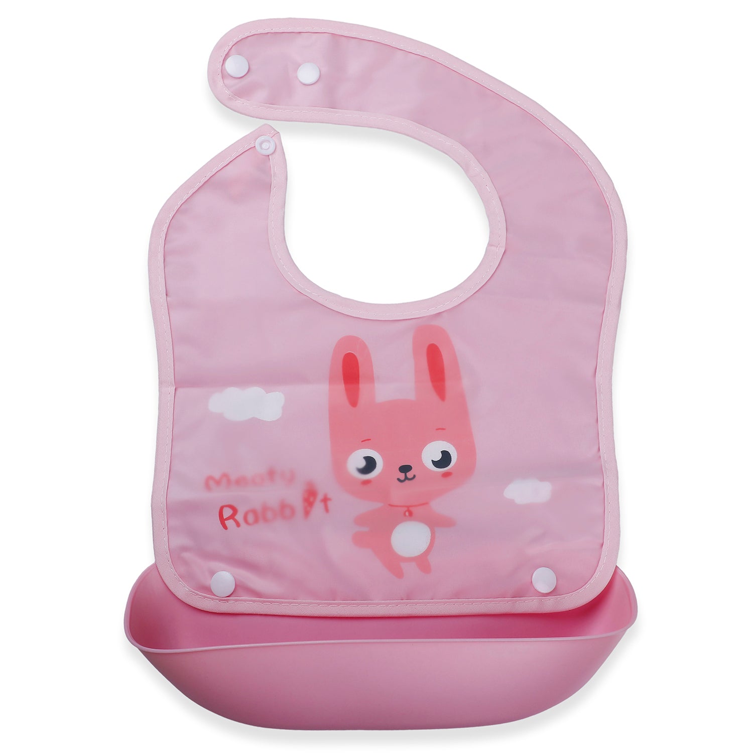 Baby Moo Meaty Rabbit Premium Waterproof Crumb Catcher Bibs - Pink