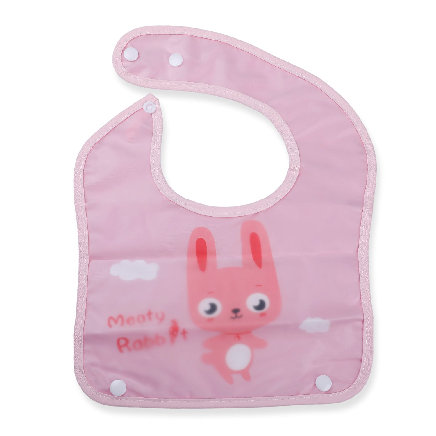 Baby Moo Meaty Rabbit Premium Waterproof Crumb Catcher Bibs - Pink