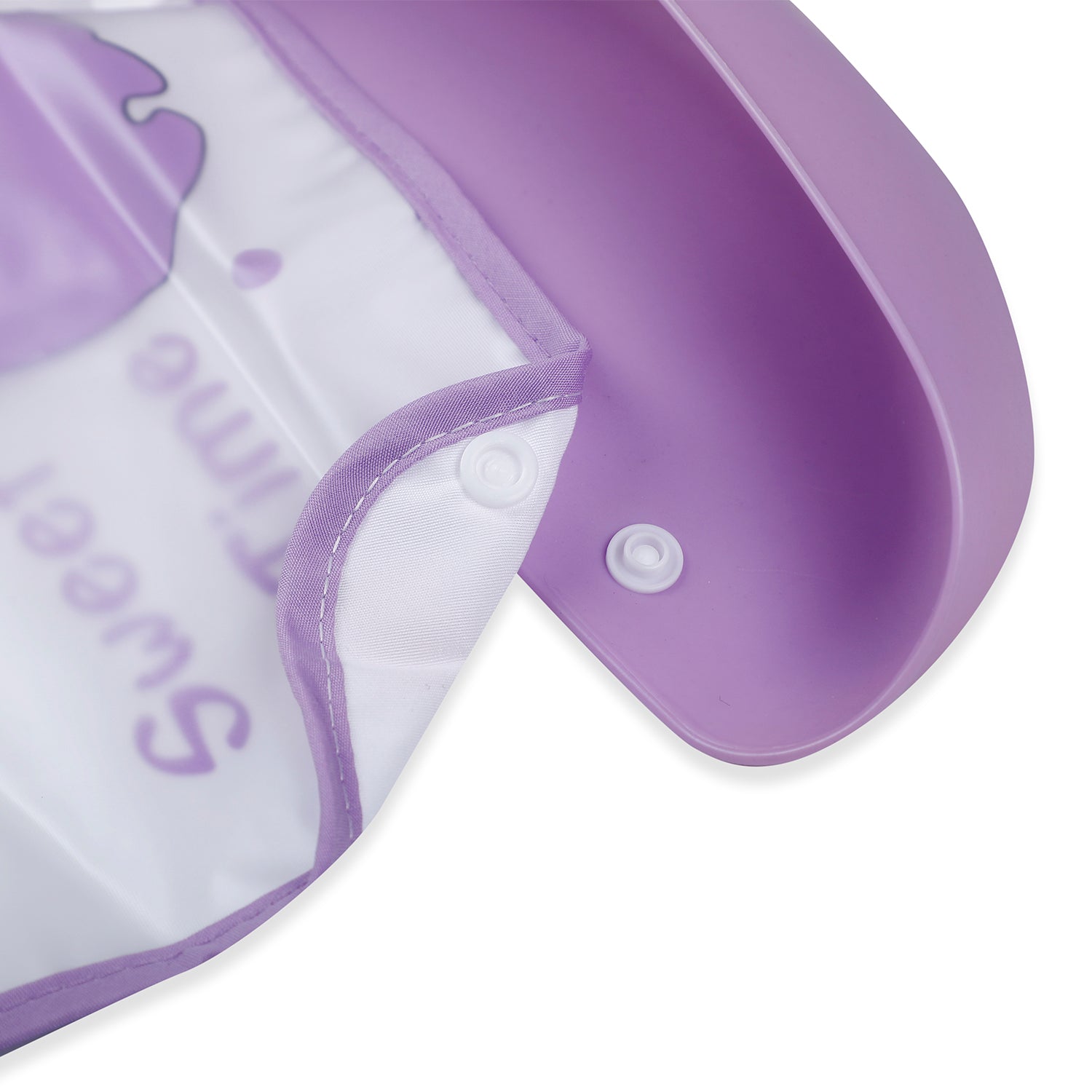 Baby Moo Sweet Time Premium Waterproof Crumb Catcher Bibs - Purple